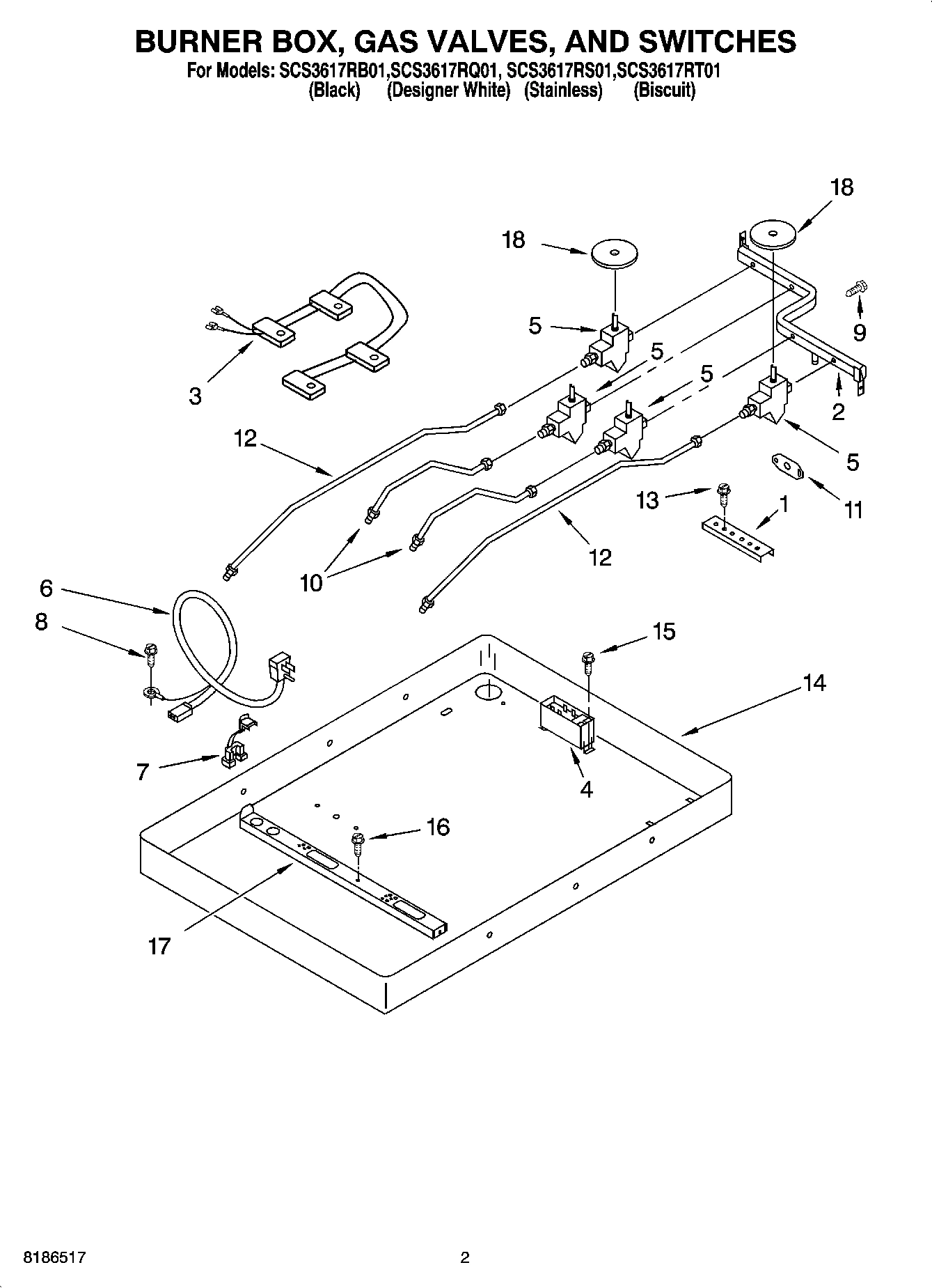 02 - BURNER BOX, GAS VALVES, AND SWITCHES