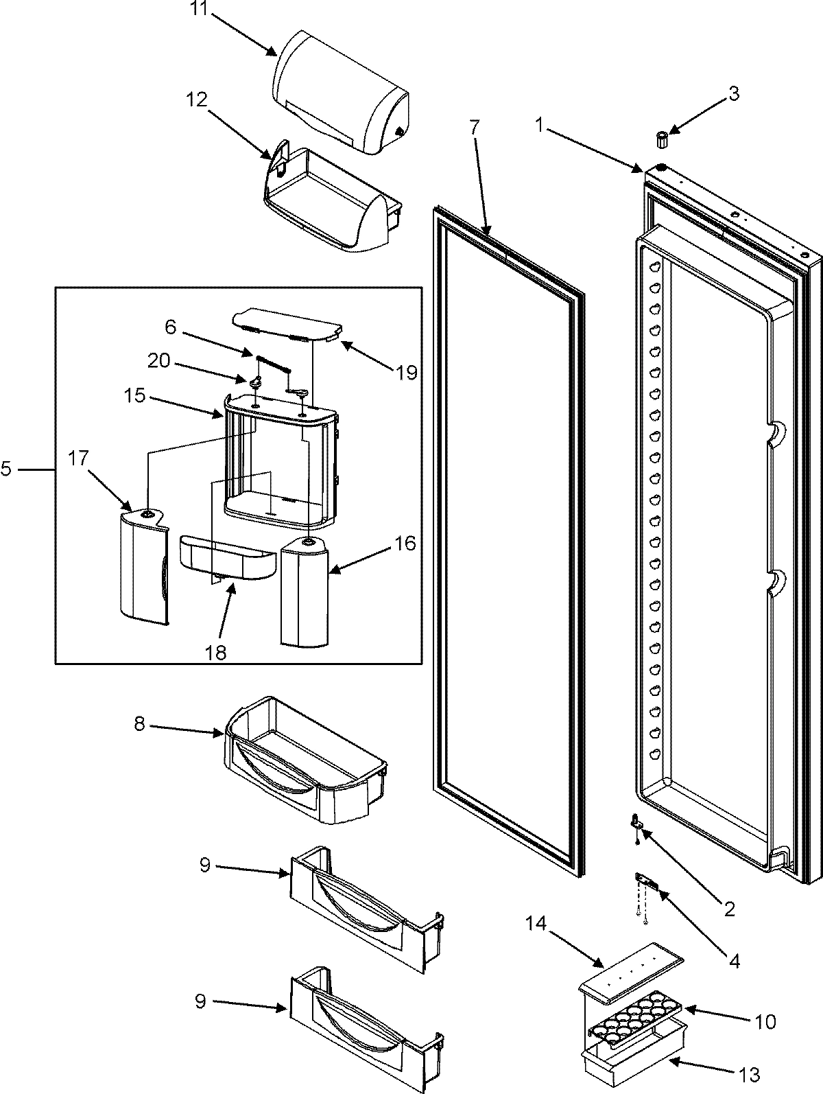 15 - REFRIGERATOR DOOR (GC2225GEK3/5/9)