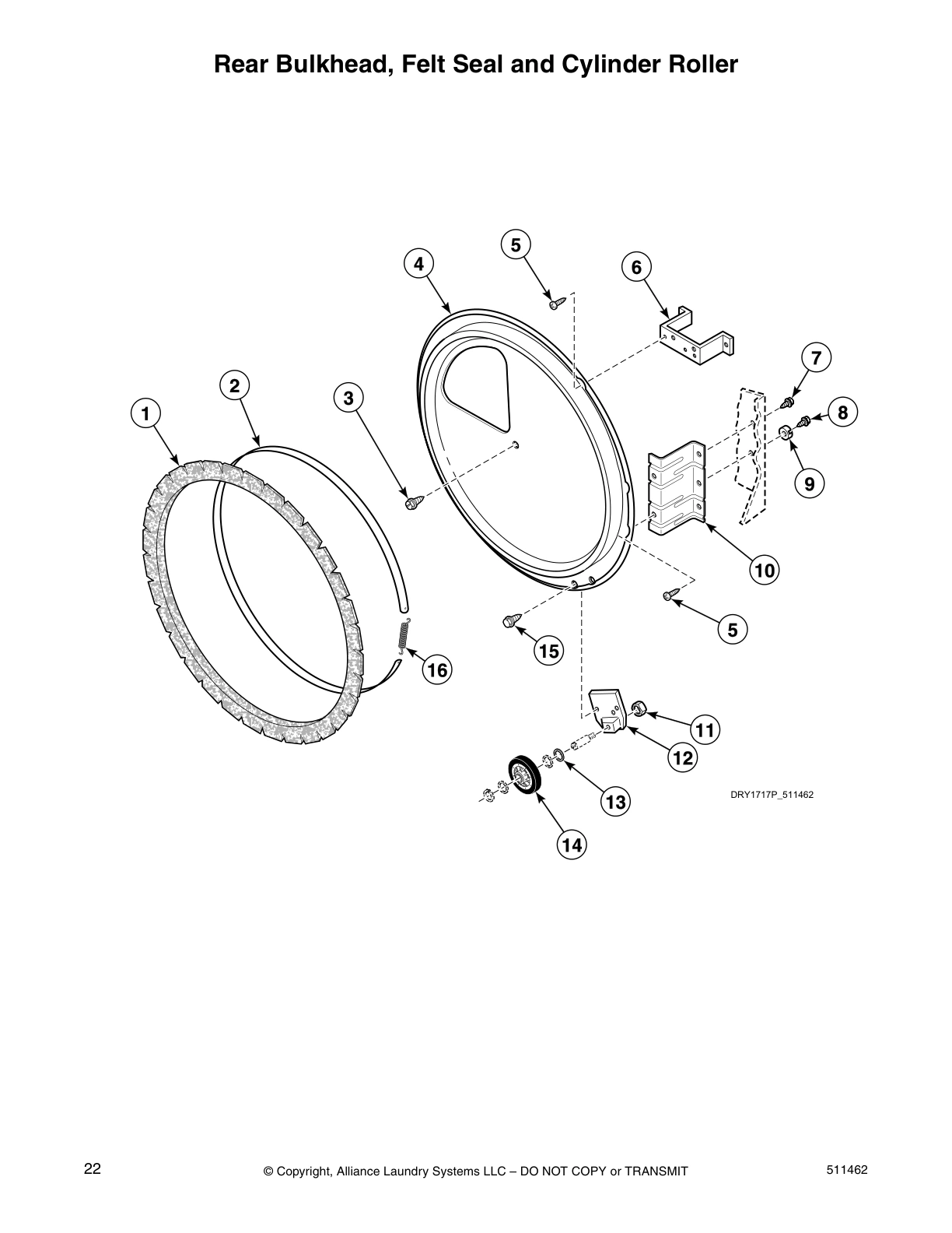 Rear Bulkhead, Felt Seal and Cylinder Roller