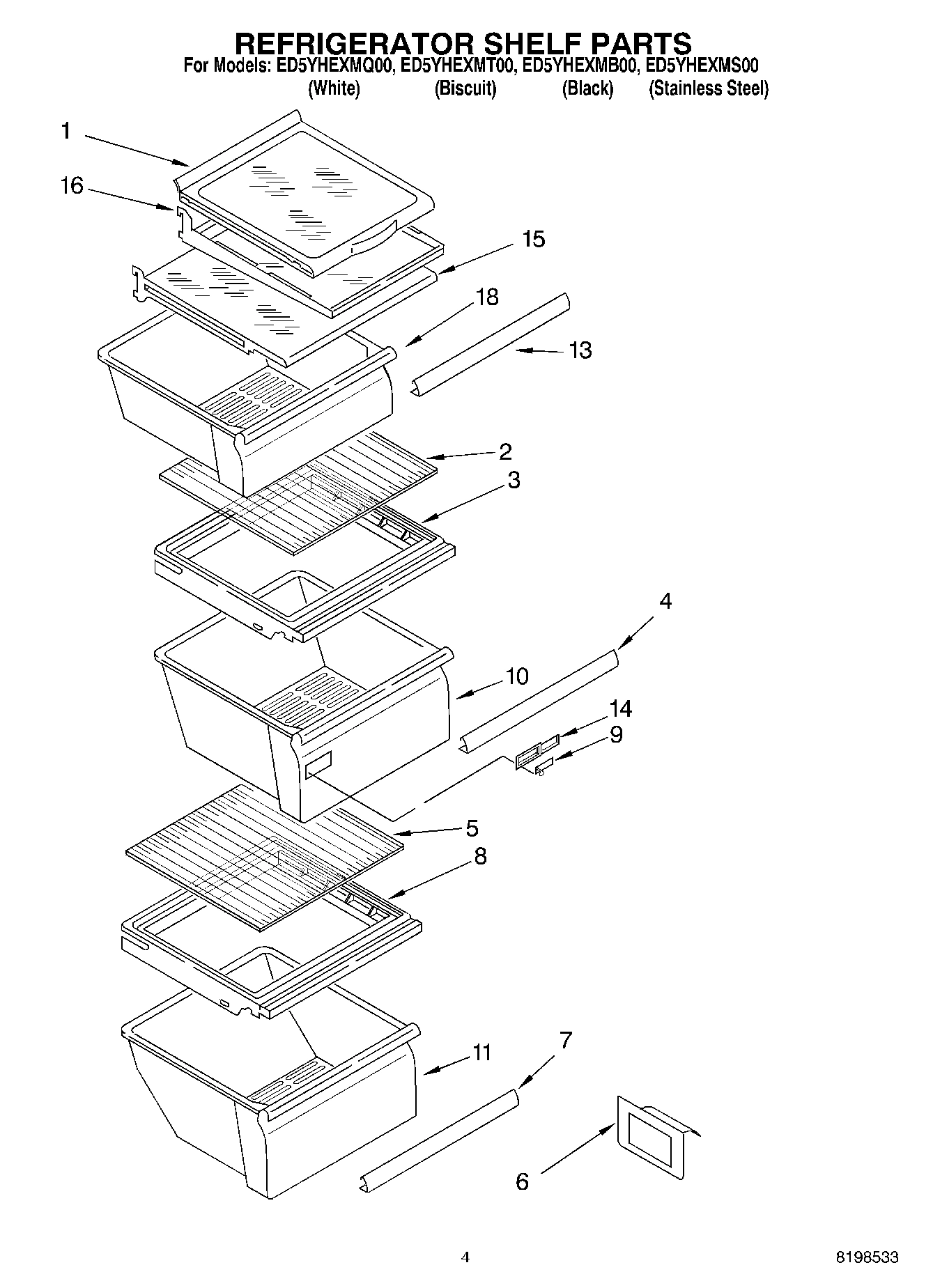 03 - REFRIGERATOR SHELF PARTS