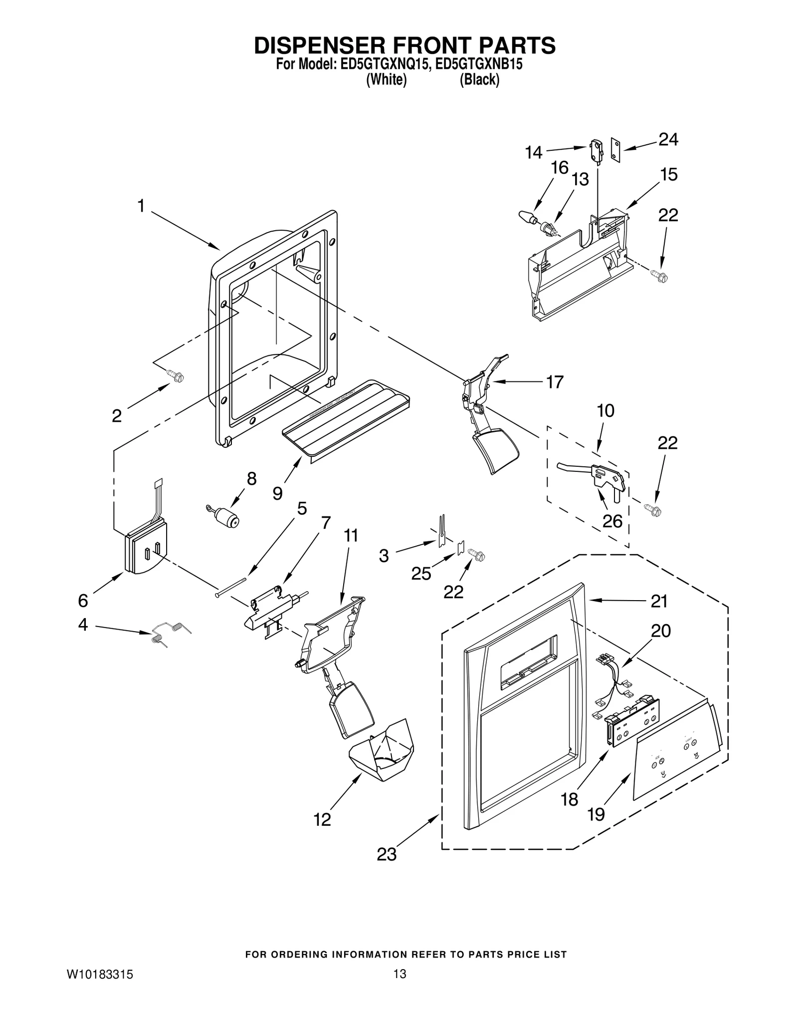 DISPENSER FRONT PARTS