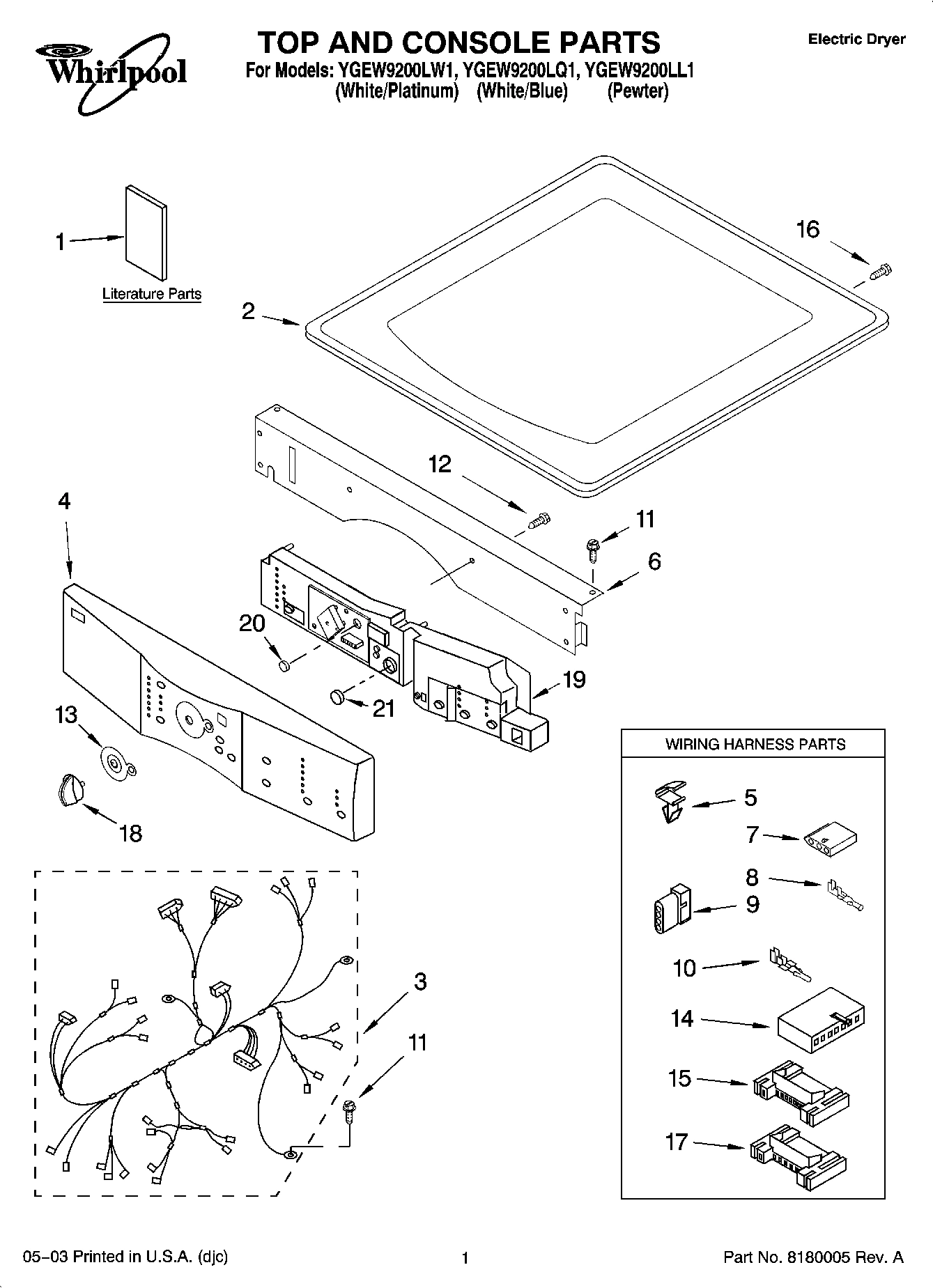 01 - TOP AND CONSOLE PARTS