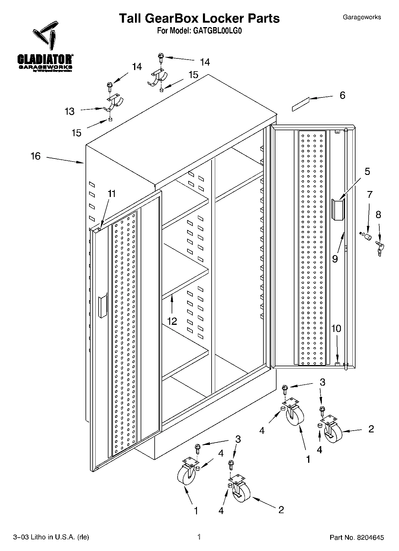 01 - Tall GearBox Locker Parts - OPTIONAL PARTS (NOT IN