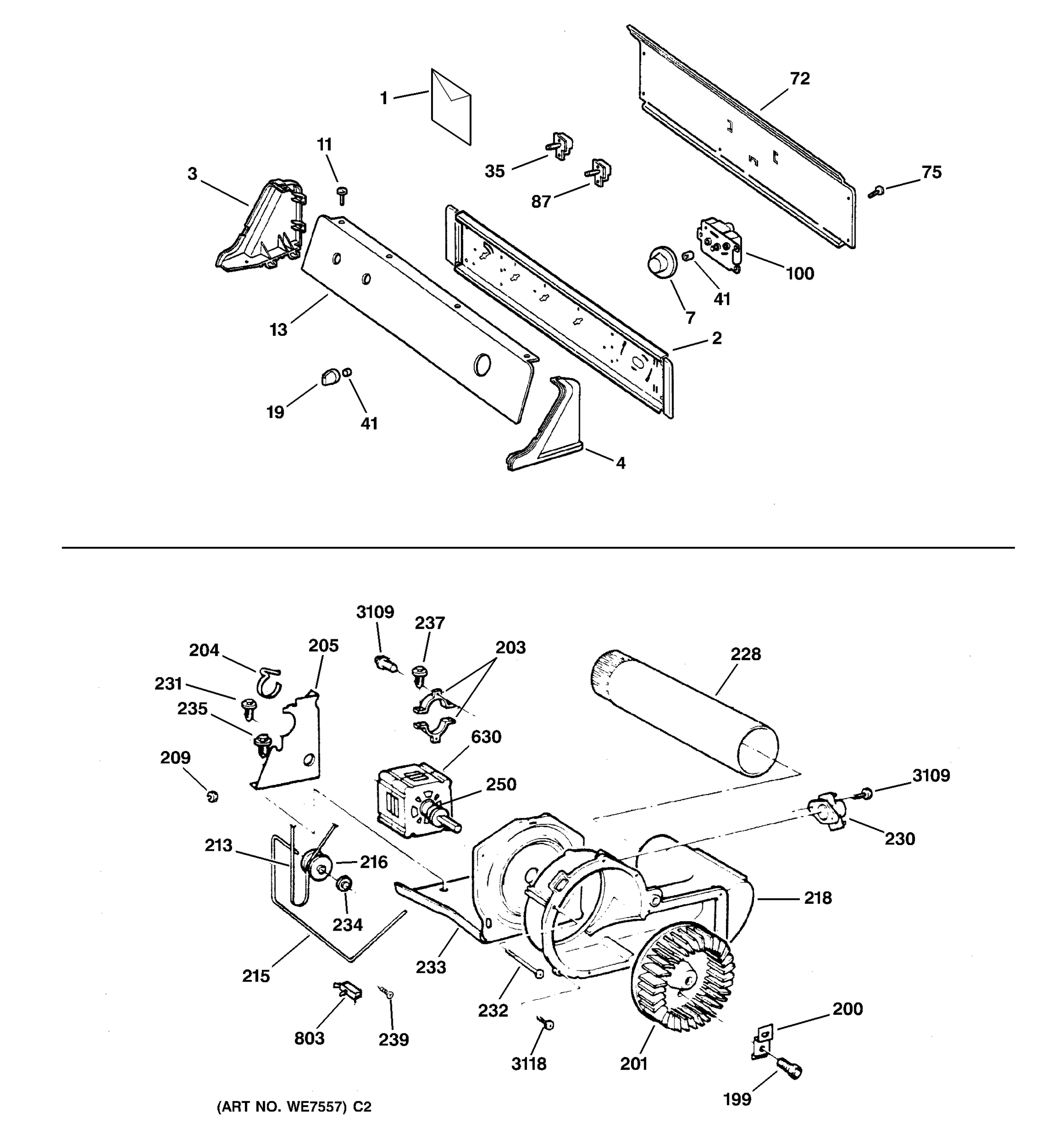 BACKSPLASH, BLOWER & DRIVE ASSEMBLY