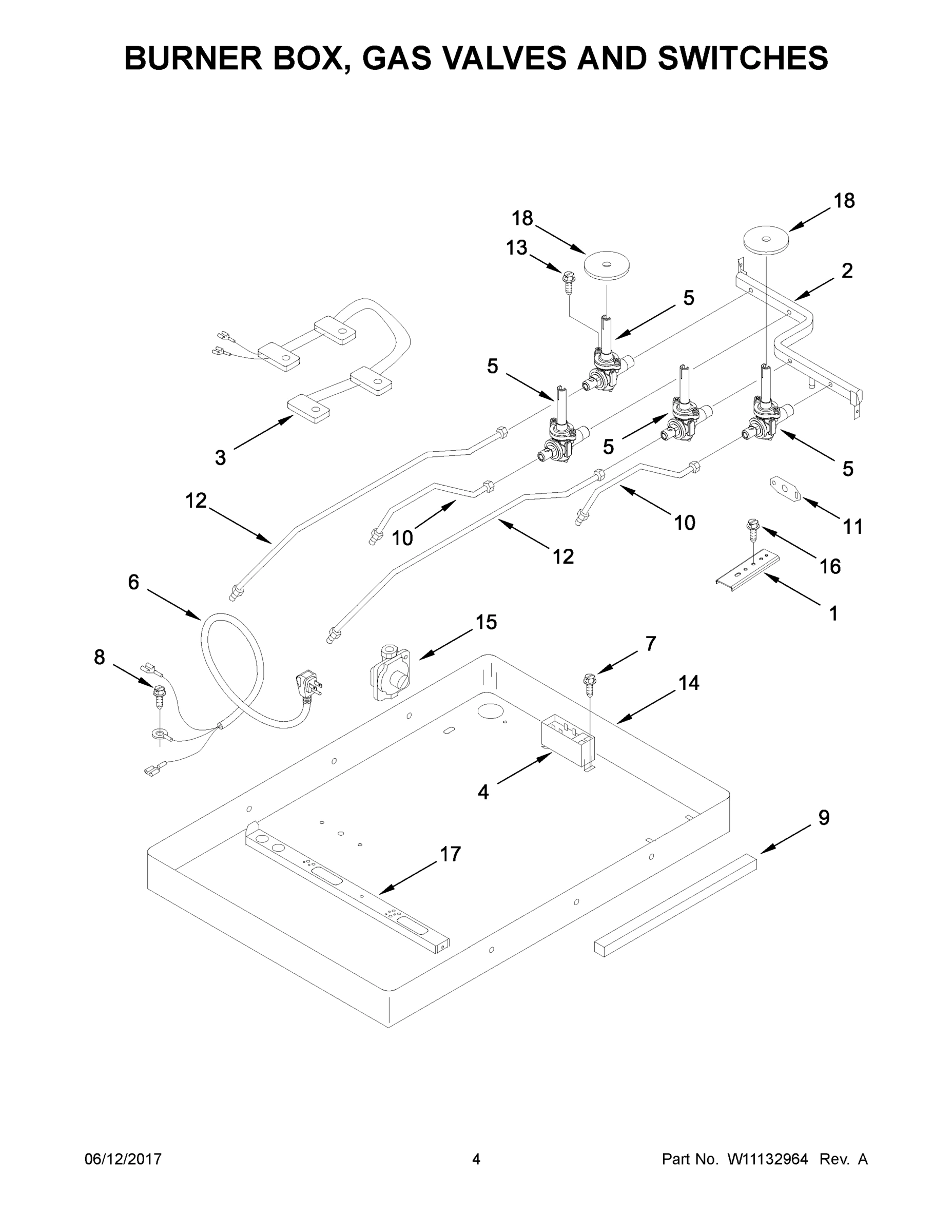 03 - BURNER BOX, GAS VALVES AND SWITCHES