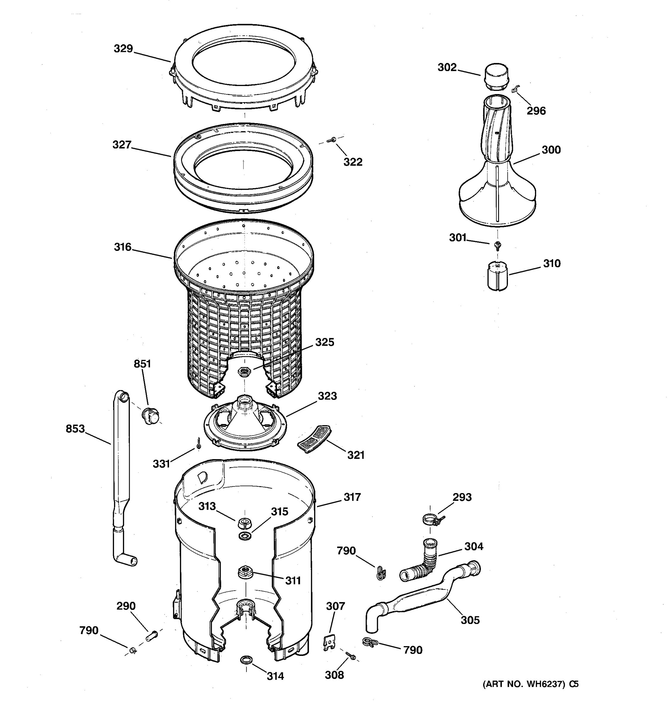 TUB, BASKET & AGITATOR