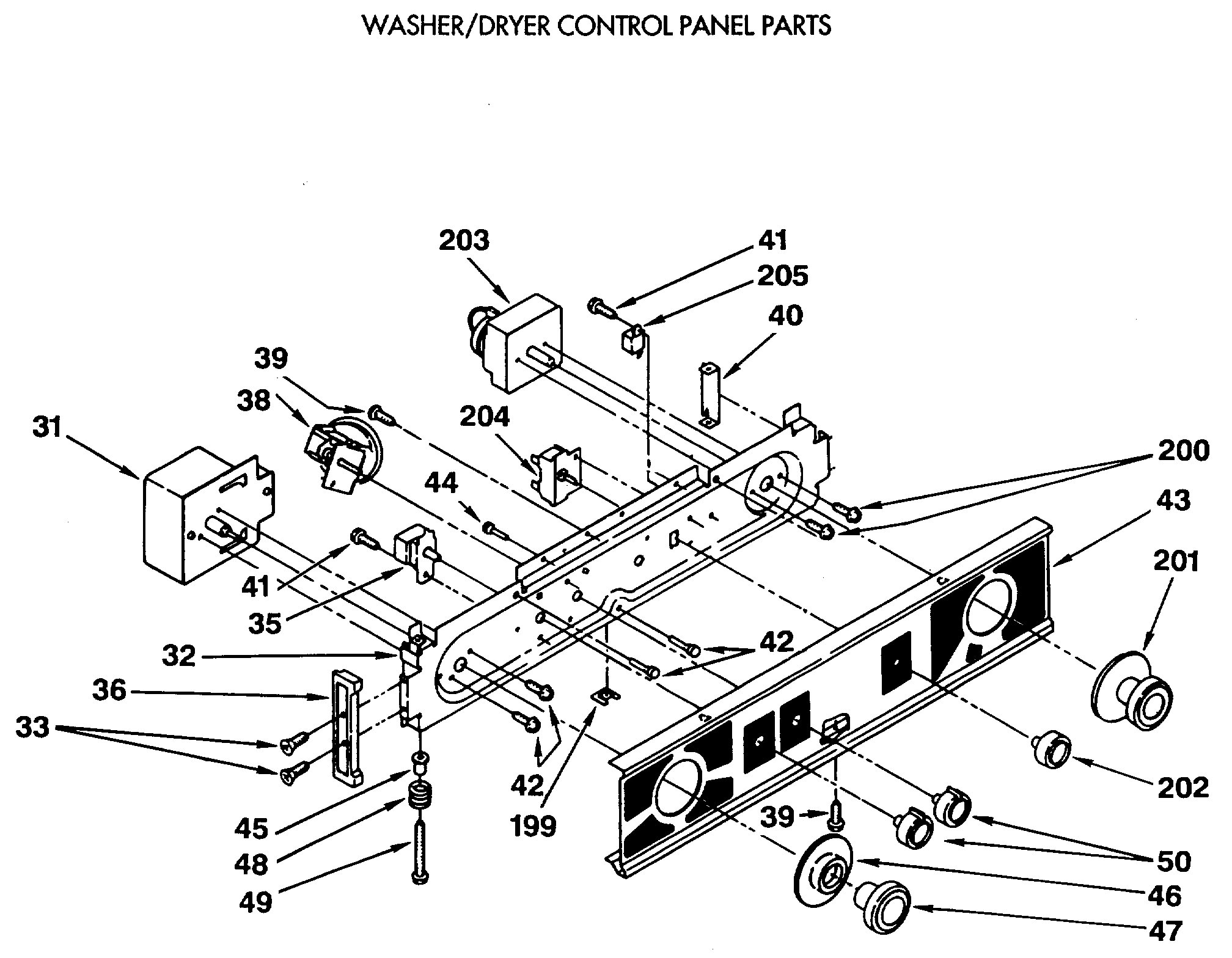 WASHER/DRYER CONTROL PANEL PARTS