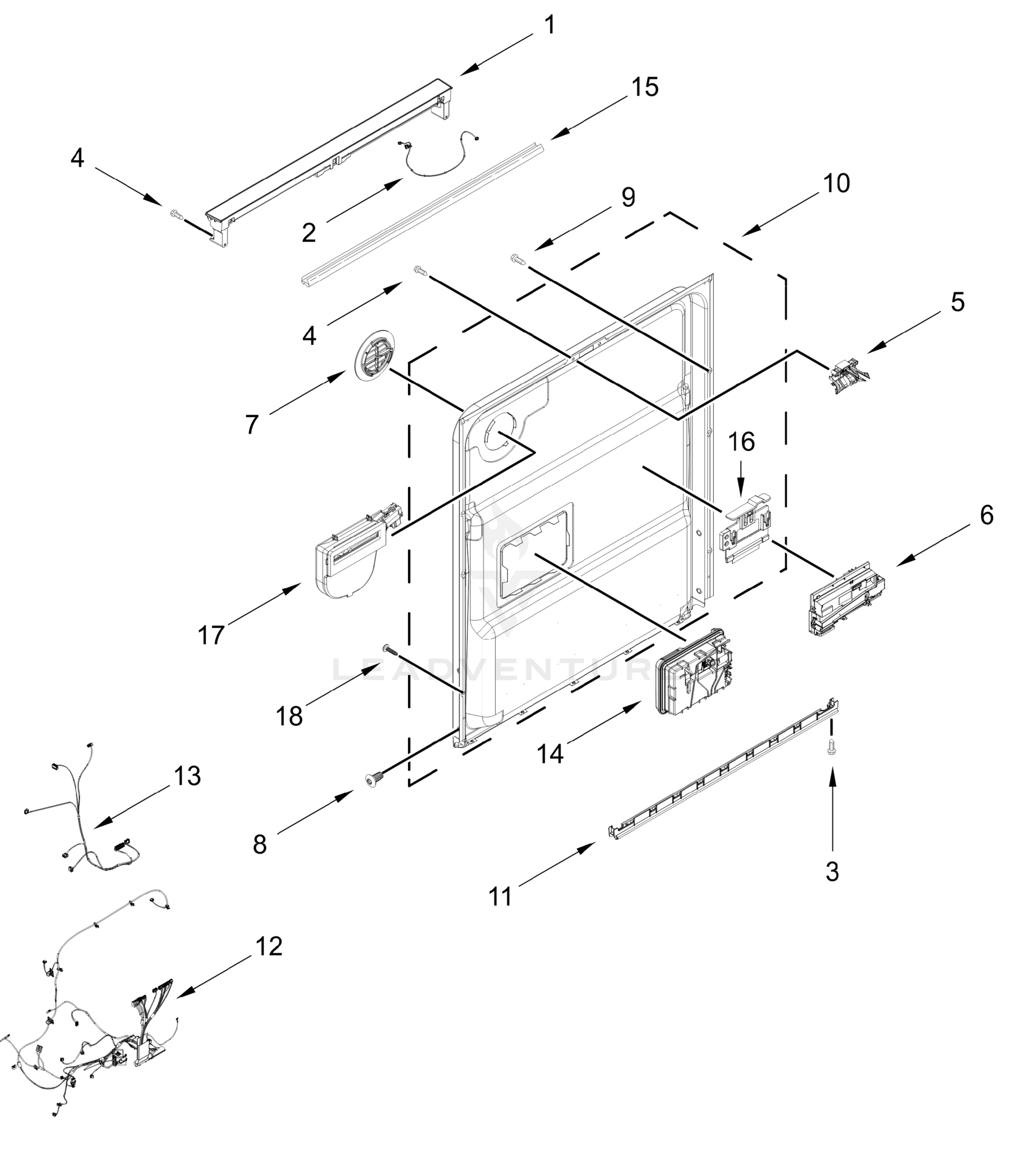 CONTROL PANEL AND INNER DOOR PARTS