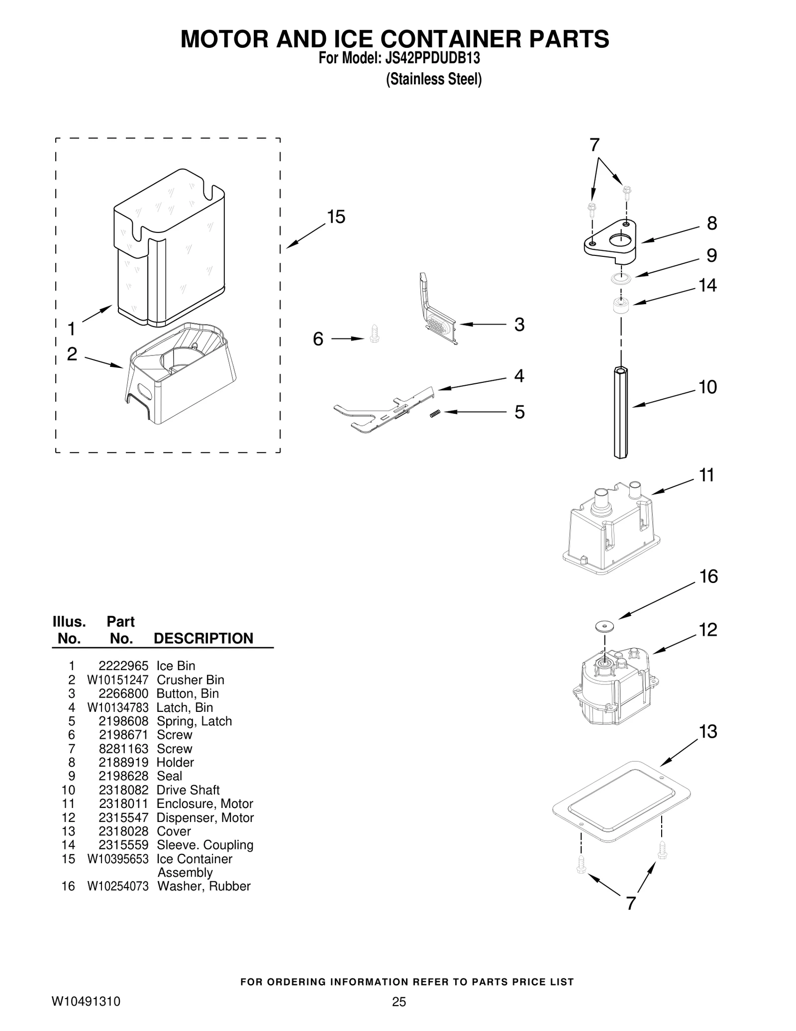 MOTOR AND ICE CONTAINER PARTS