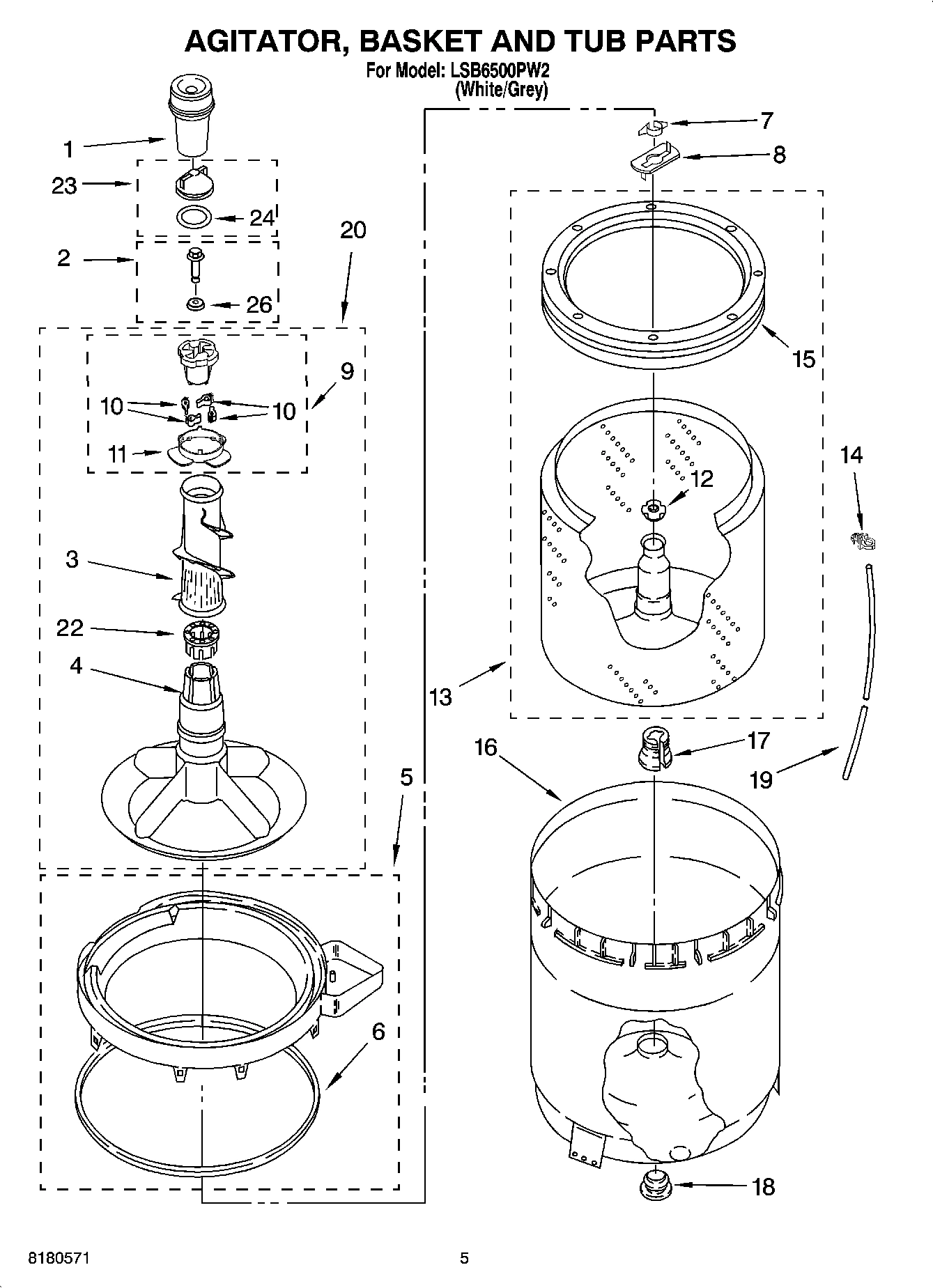 03 - AGITATOR, BASKET AND TUB PARTS