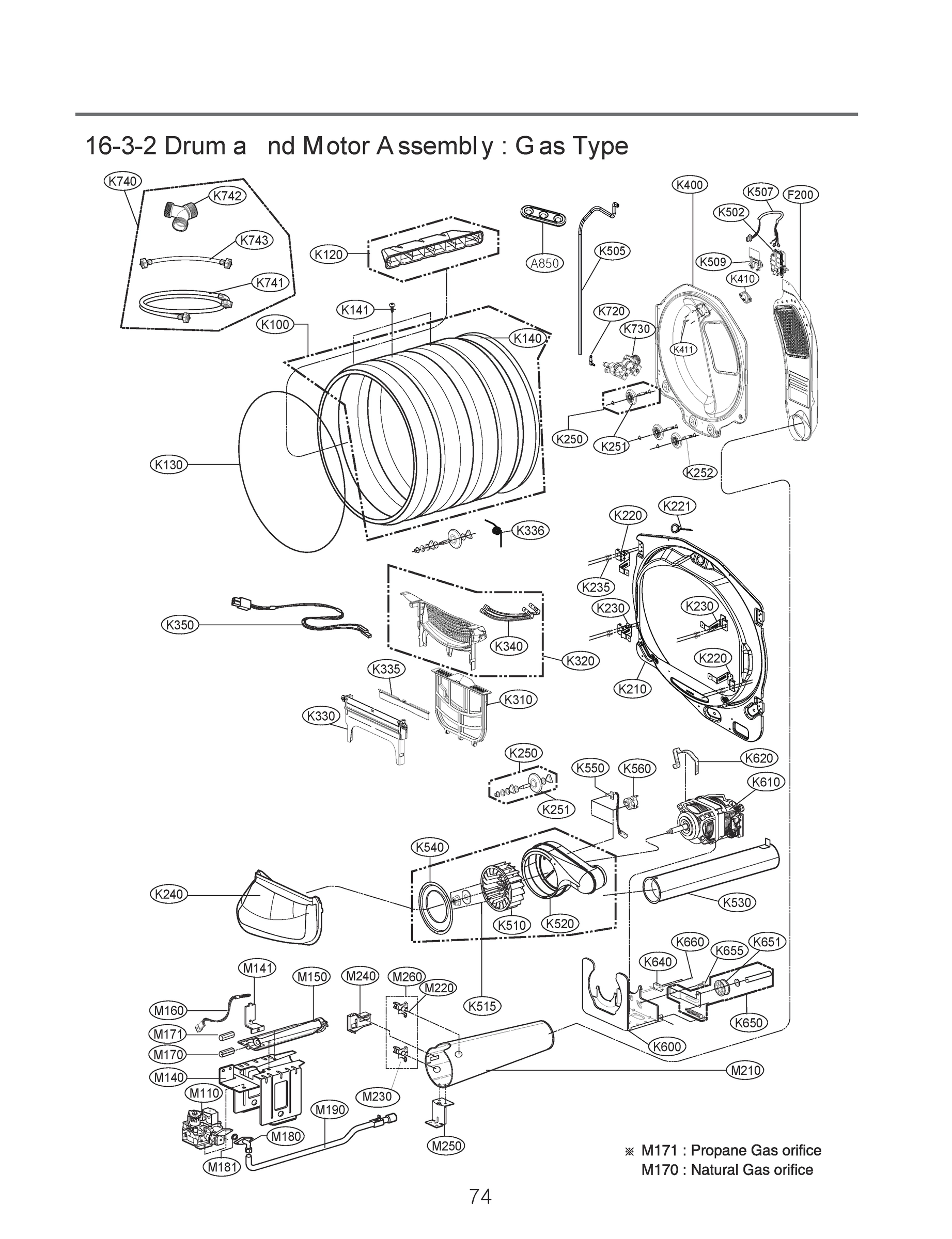 DRUM AND MOTOR A SSEMBLY GAS TYPE