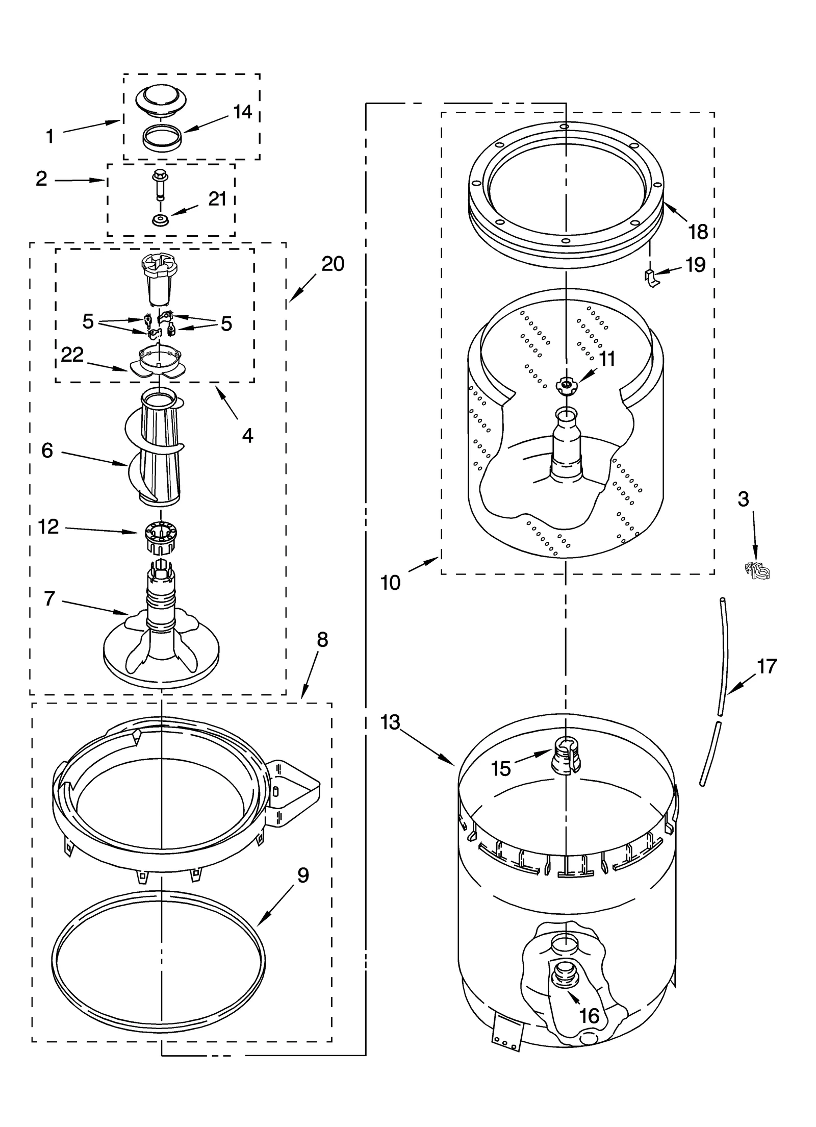 AGITATOR, BASKET AND TUB PARTS