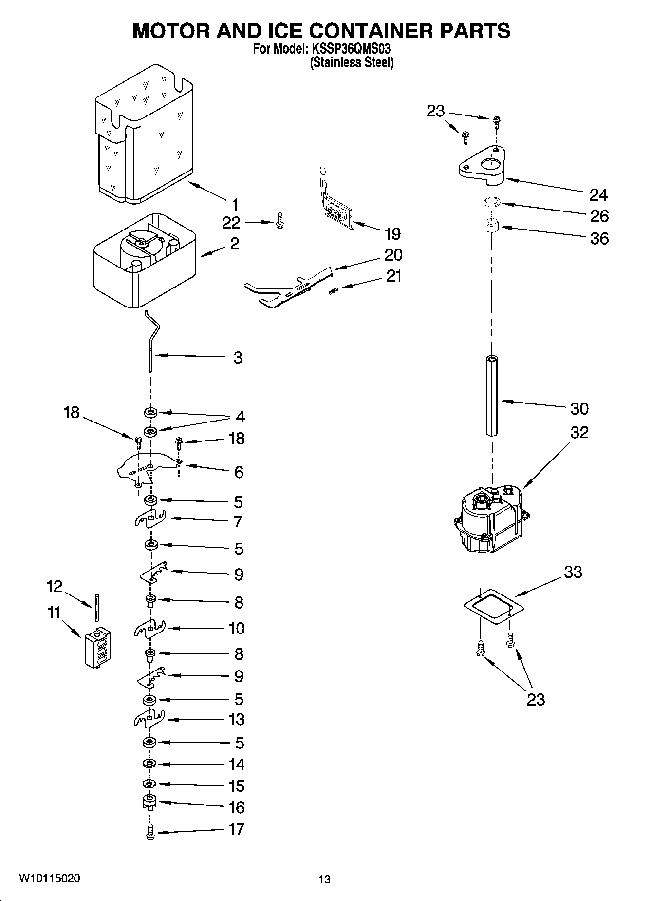 09 - MOTOR AND ICE CONTAINER PARTS
