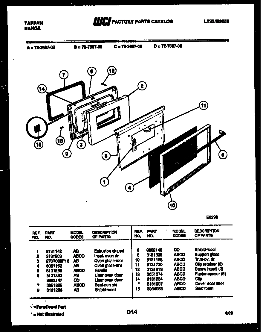 04 - LOWER OVEN DOOR PARTS