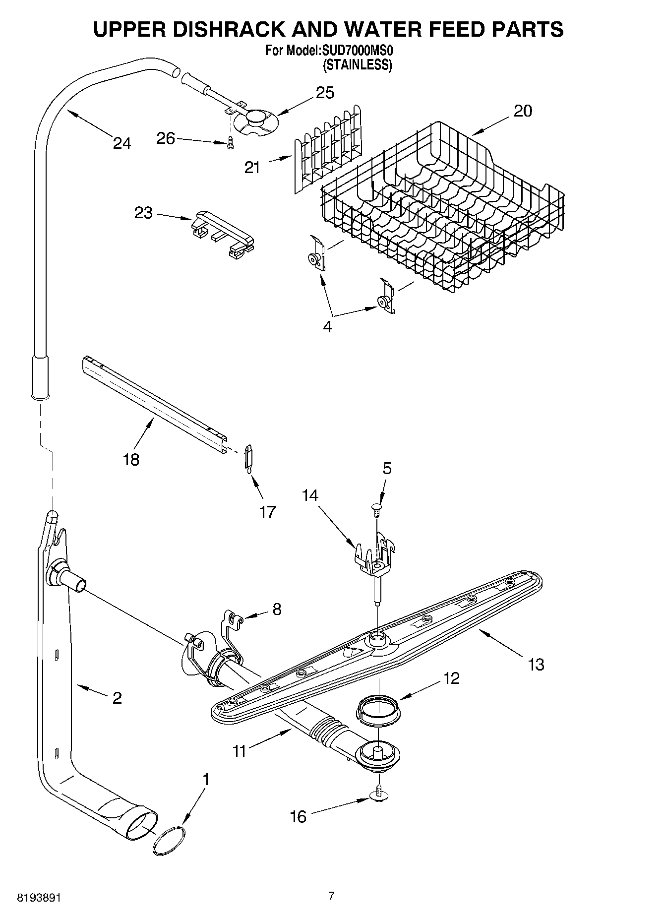 05 - UPPER DISHRACK AND WATER FEED PARTS