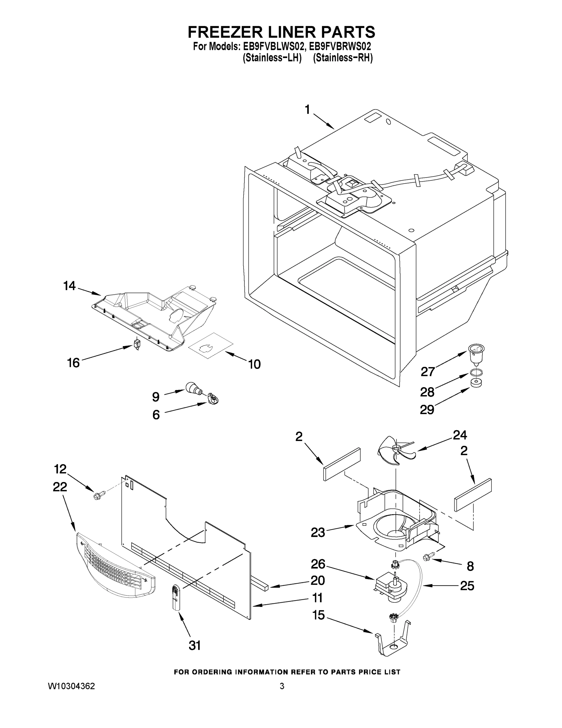 02 - FREEZER LINER PARTS