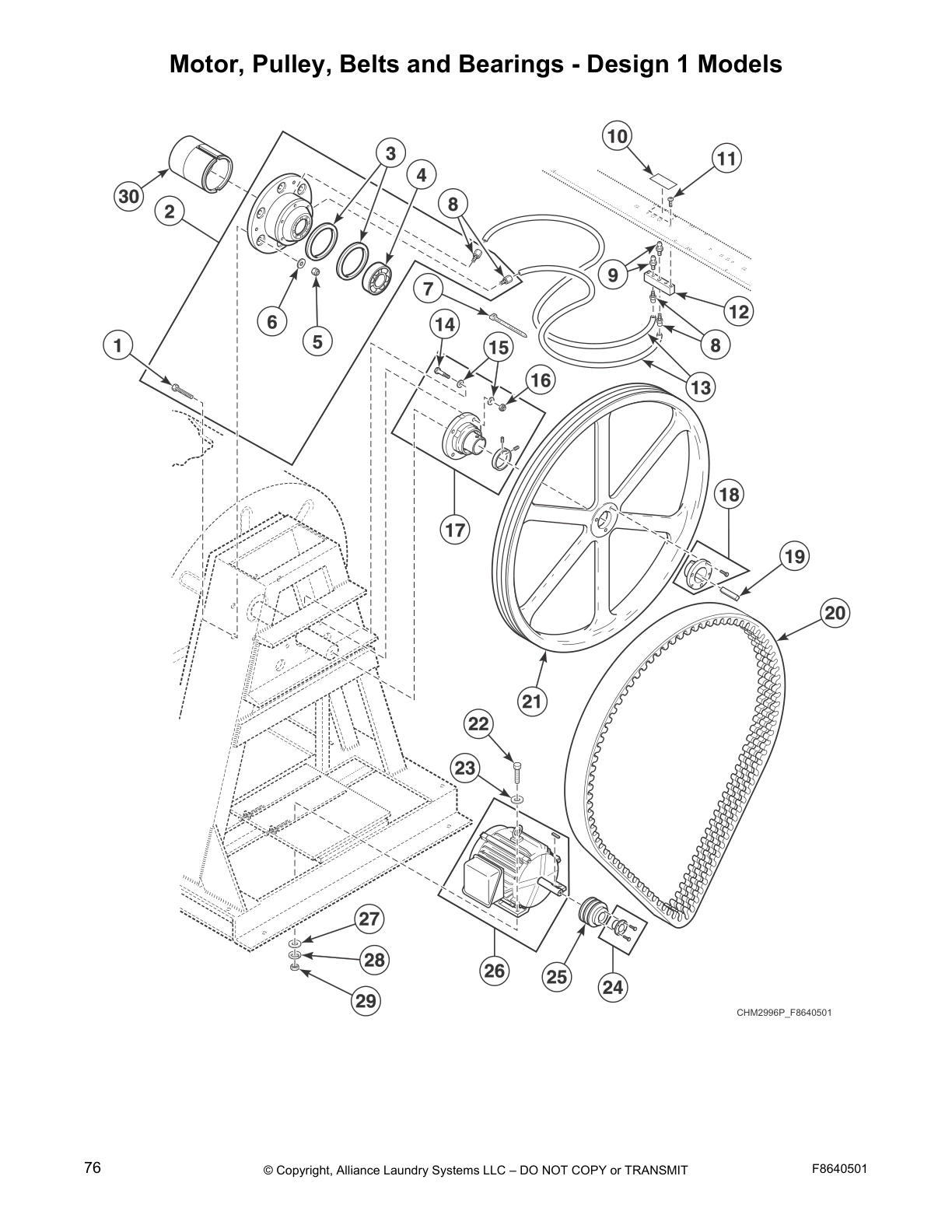 Motor, Pulley, Belts and Bearings - Design 1 Models