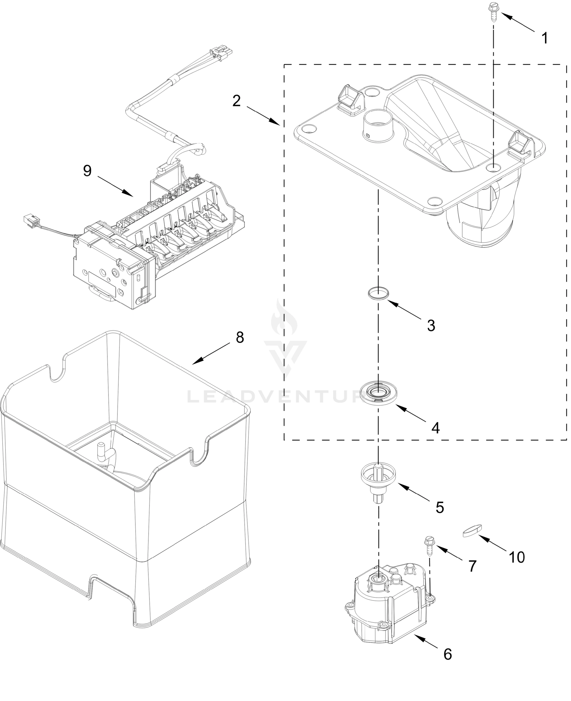 ICEMAKER AND ICE CONTAINER PARTS