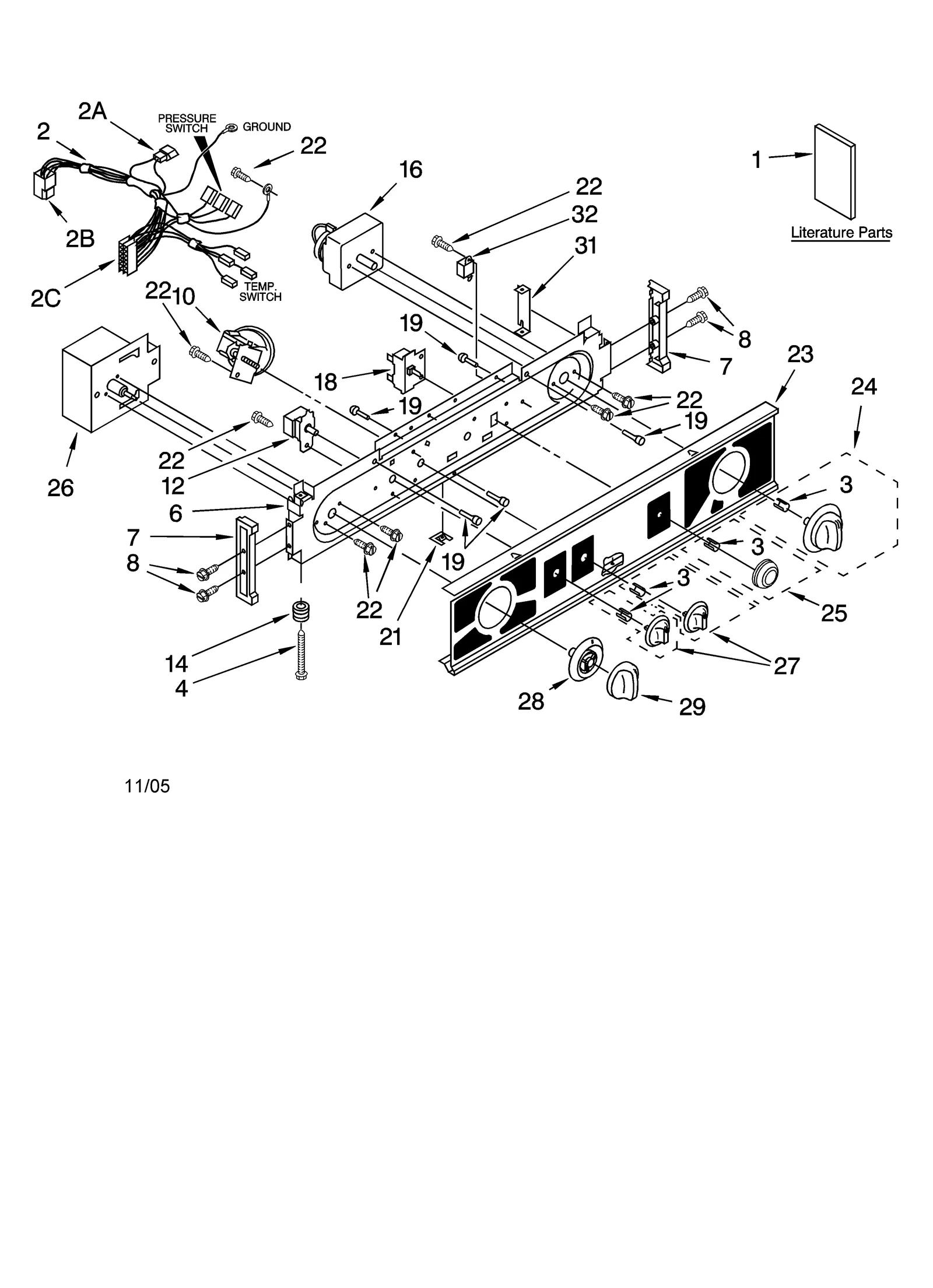 WASHER/DRYER CONTROL PANEL PARTS