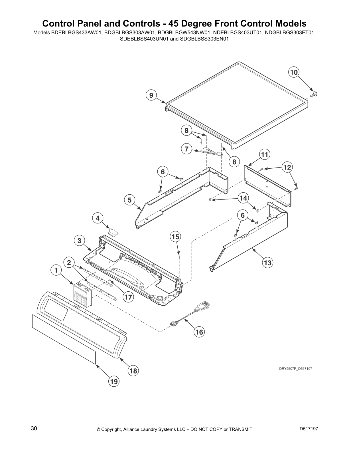 Control Panel and Controls - 45 Degree Front Control Models