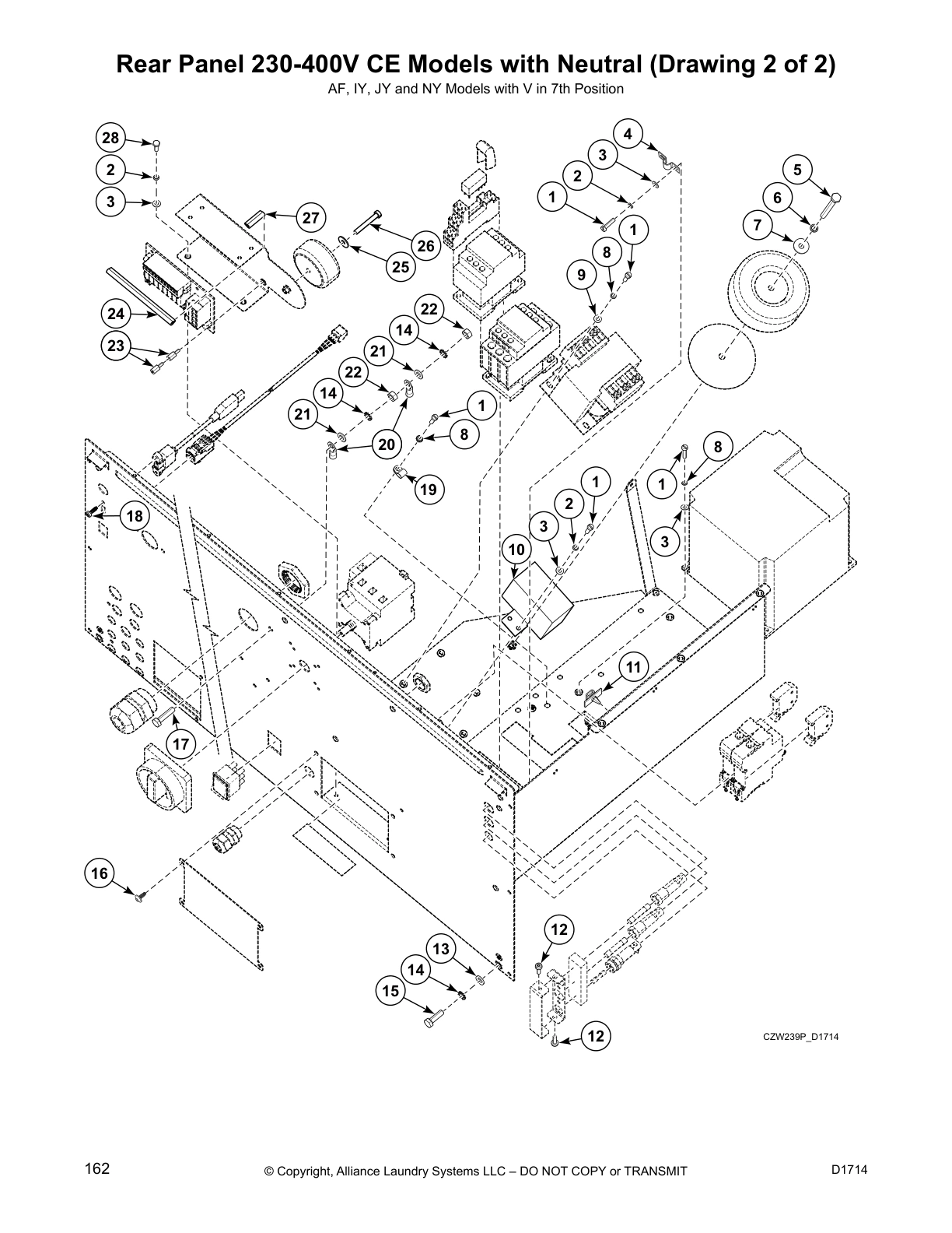 Rear Panel 230-400V CE Models with Neutral (Drawing 2 of 2)