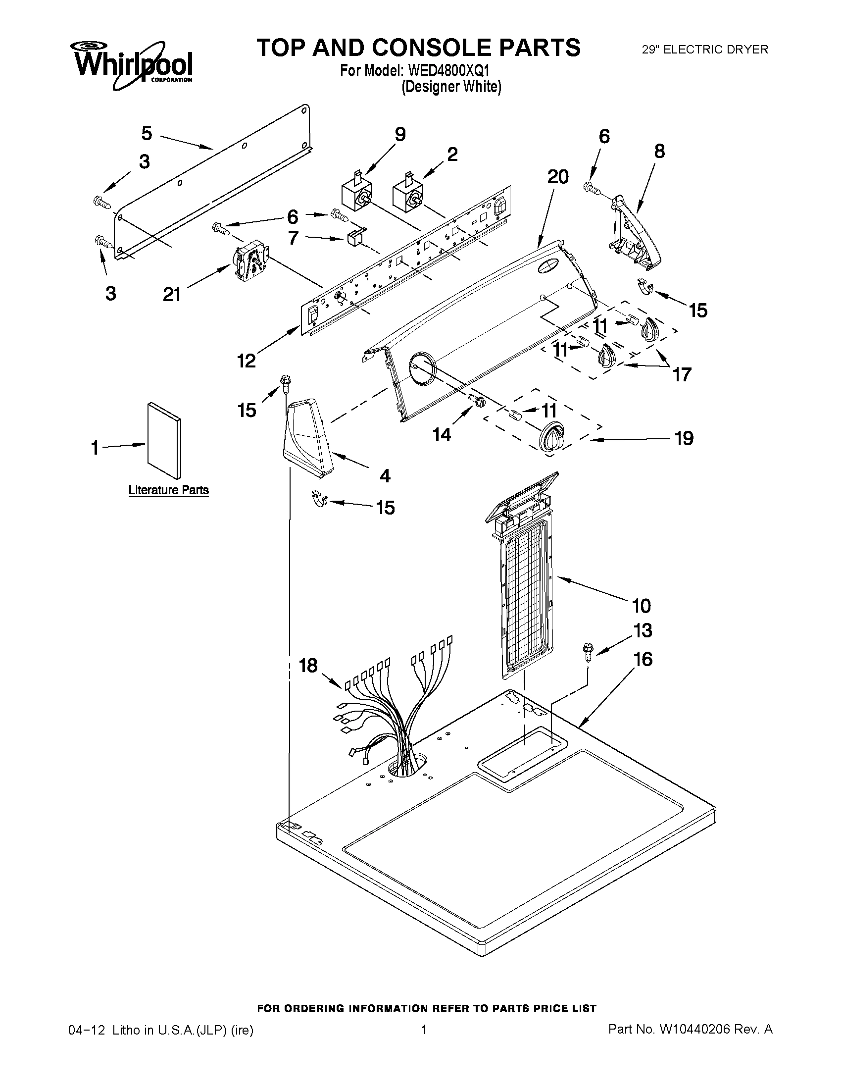 01 - TOP AND CONSOLE PARTS
