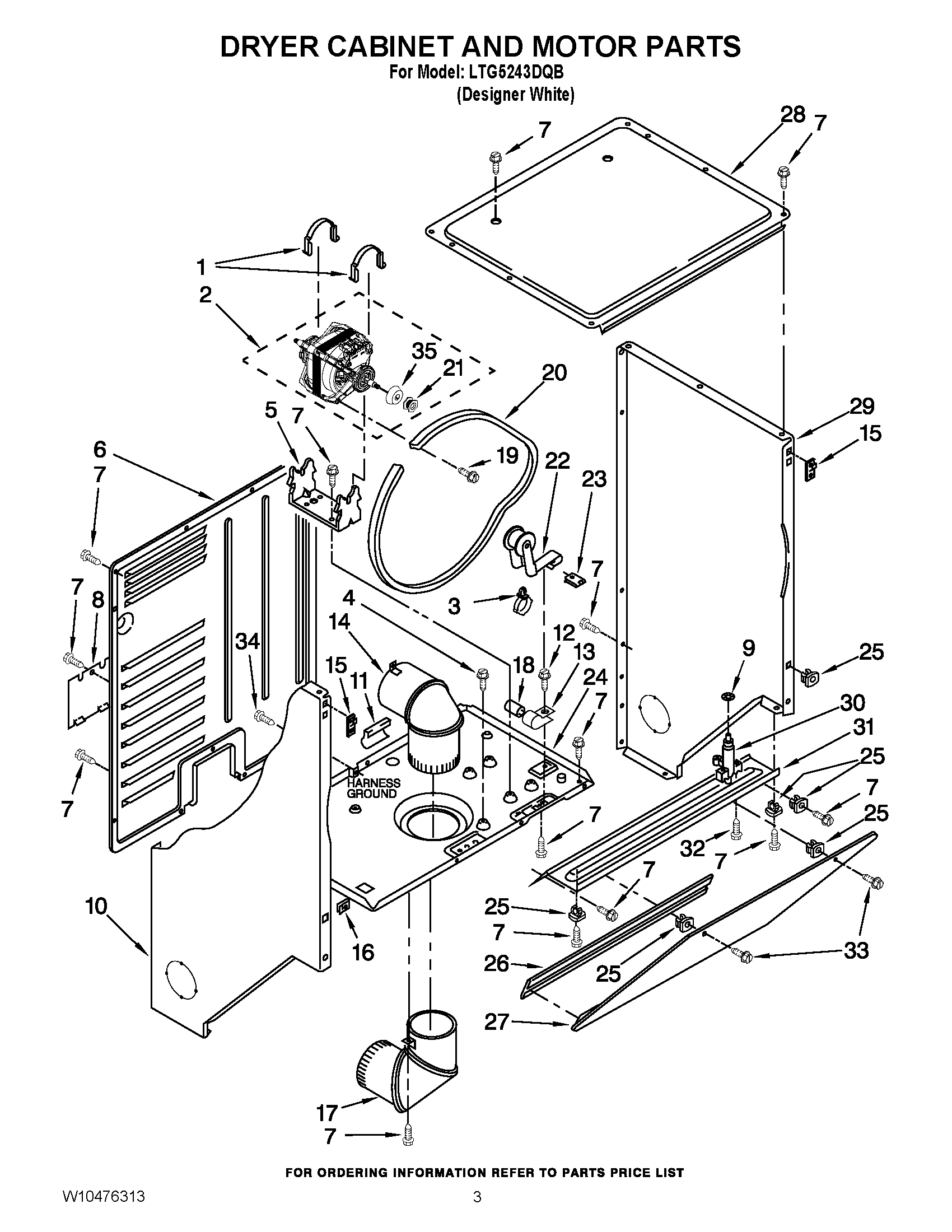 03 - DRYER CABINET AND MOTOR PARTS