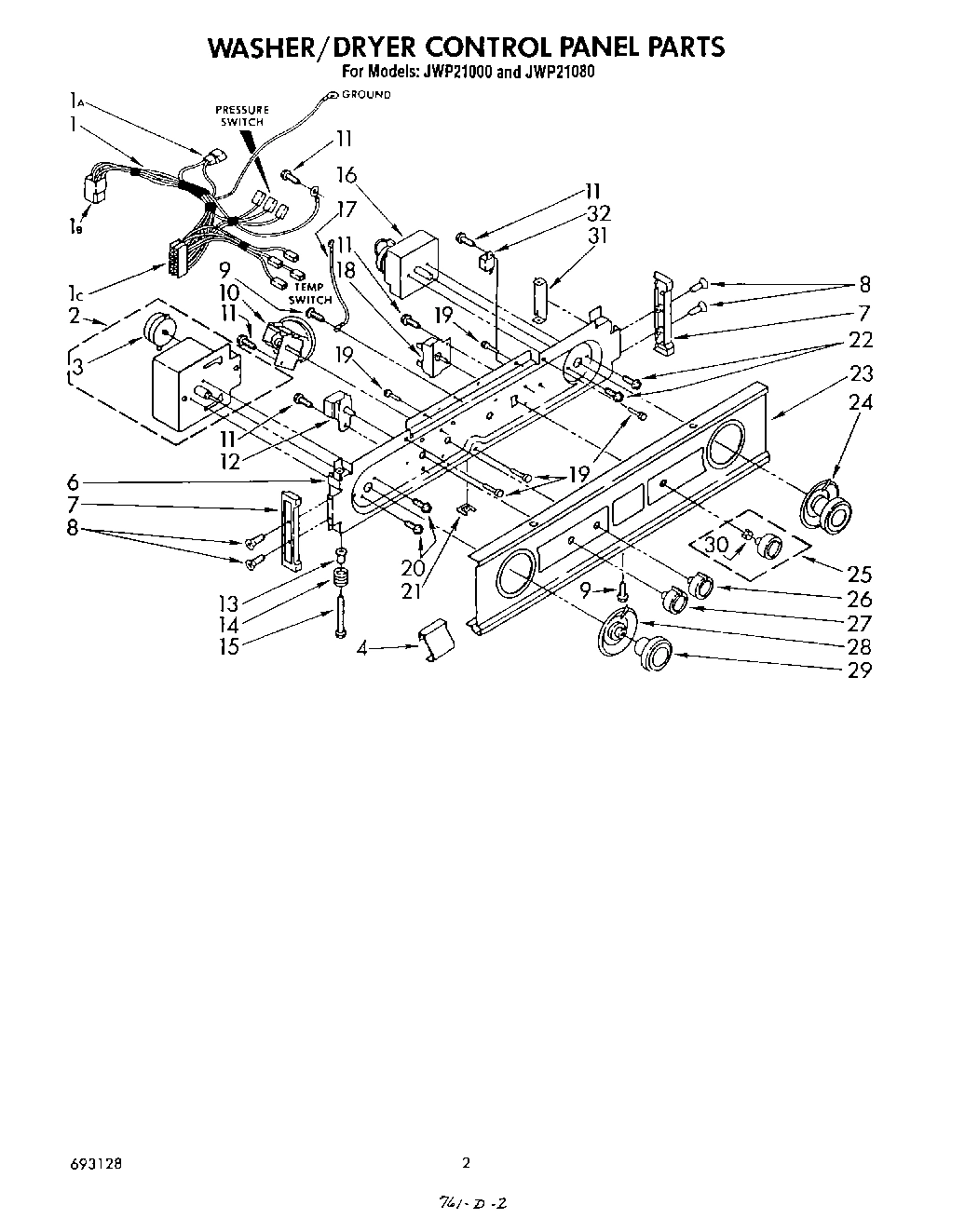 02 - WASHER/DRYER CONTROL PANEL