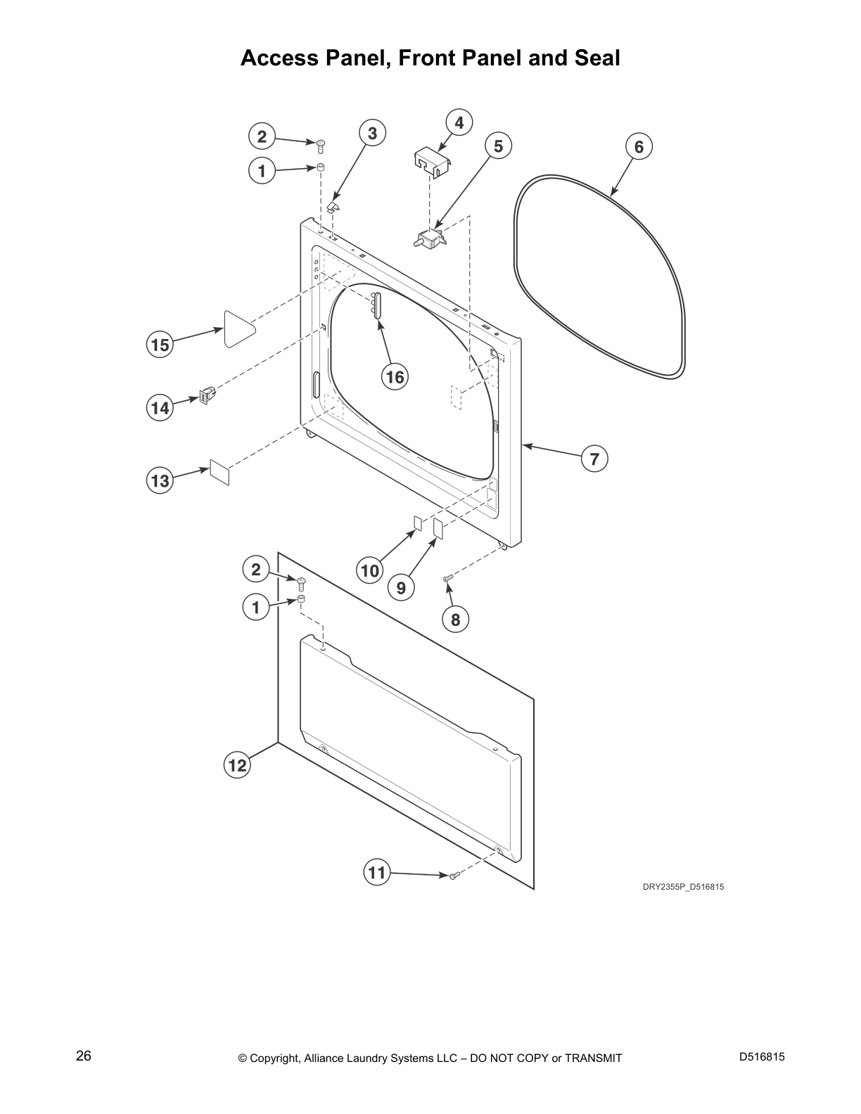 Access Panel, Front Panel and Seal
