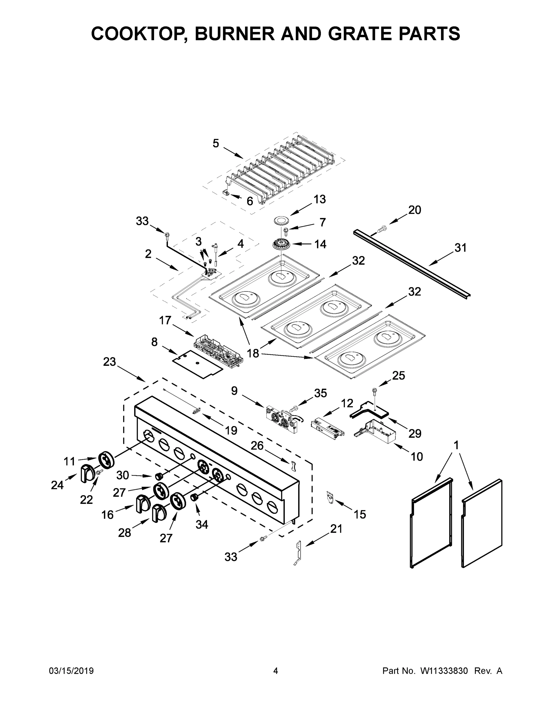 03 - COOKTOP, BURNER AND GRATE PARTS