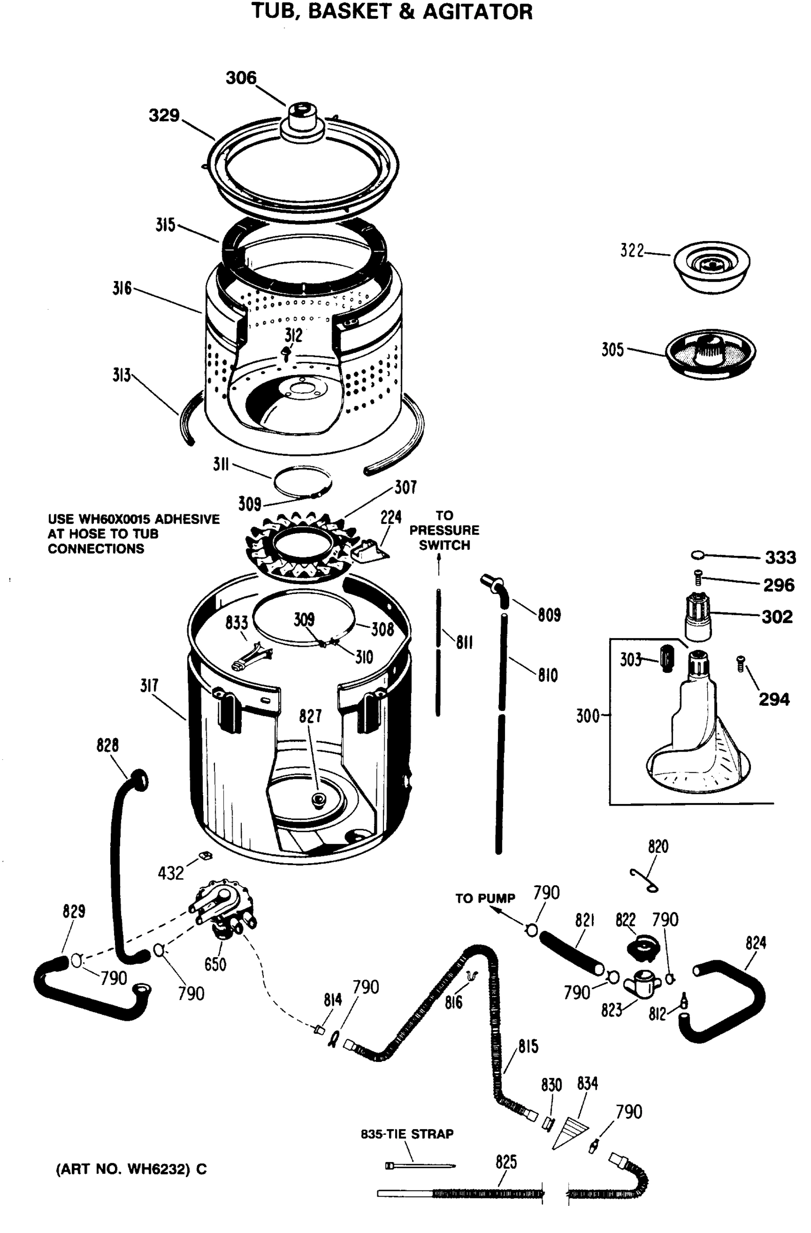 TUB, BASKET & AGITATOR