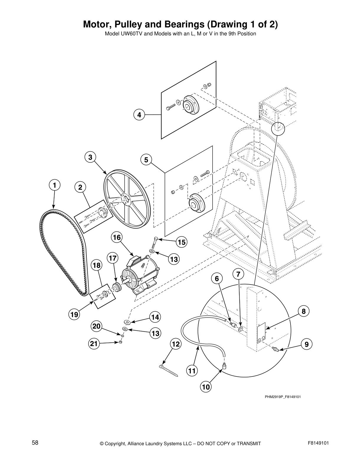 Motor, Pulley and Bearings (Drawing 1 of 2)