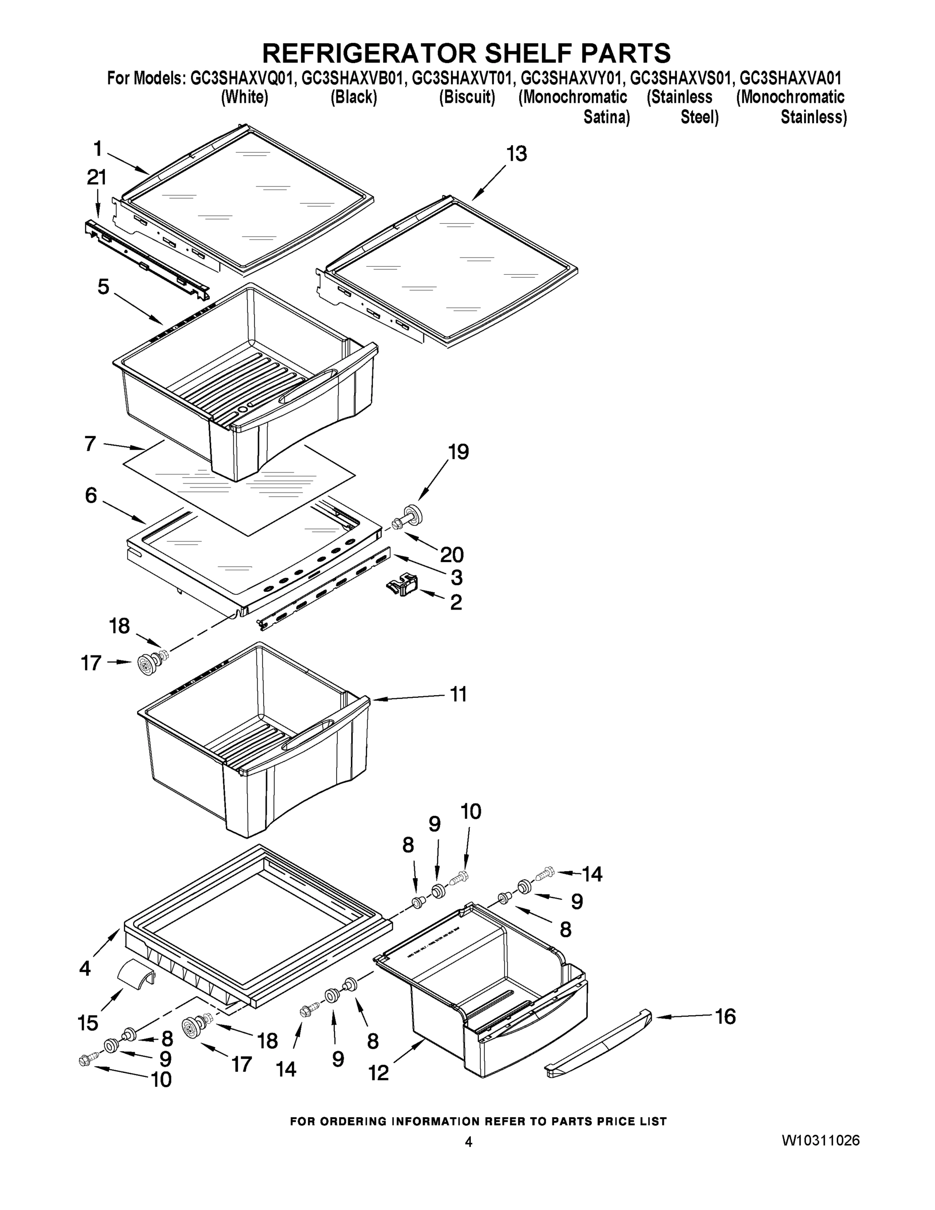 03 - REFRIGERATOR SHELF PARTS