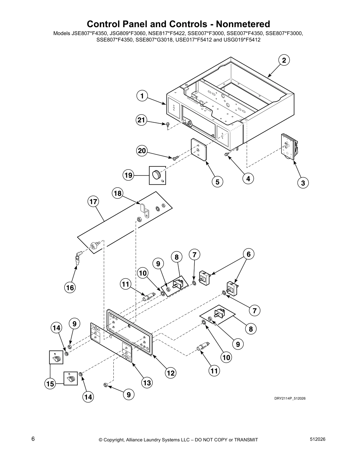 Control Panel and Controls - Nonmetered