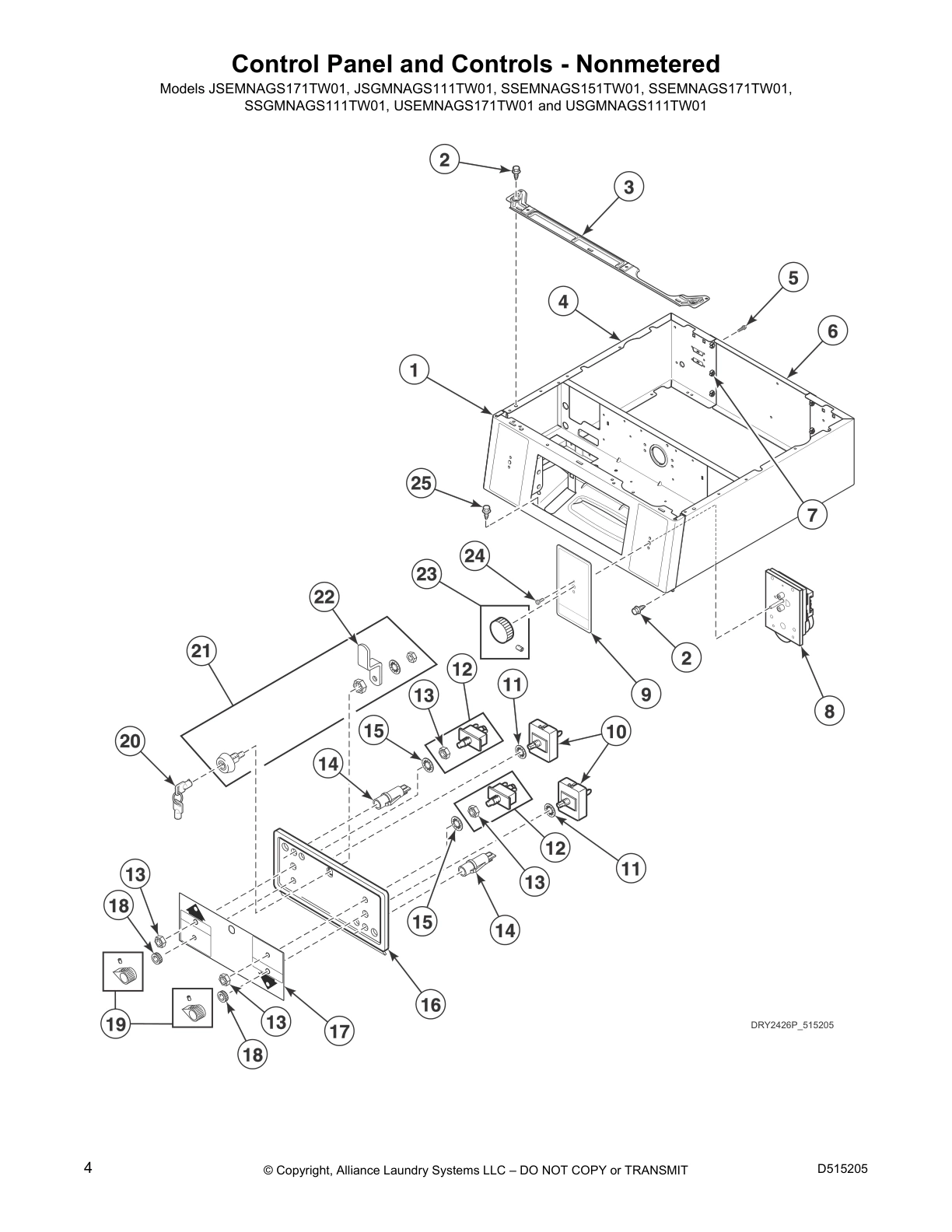 Control Panel and Controls - Nonmetered