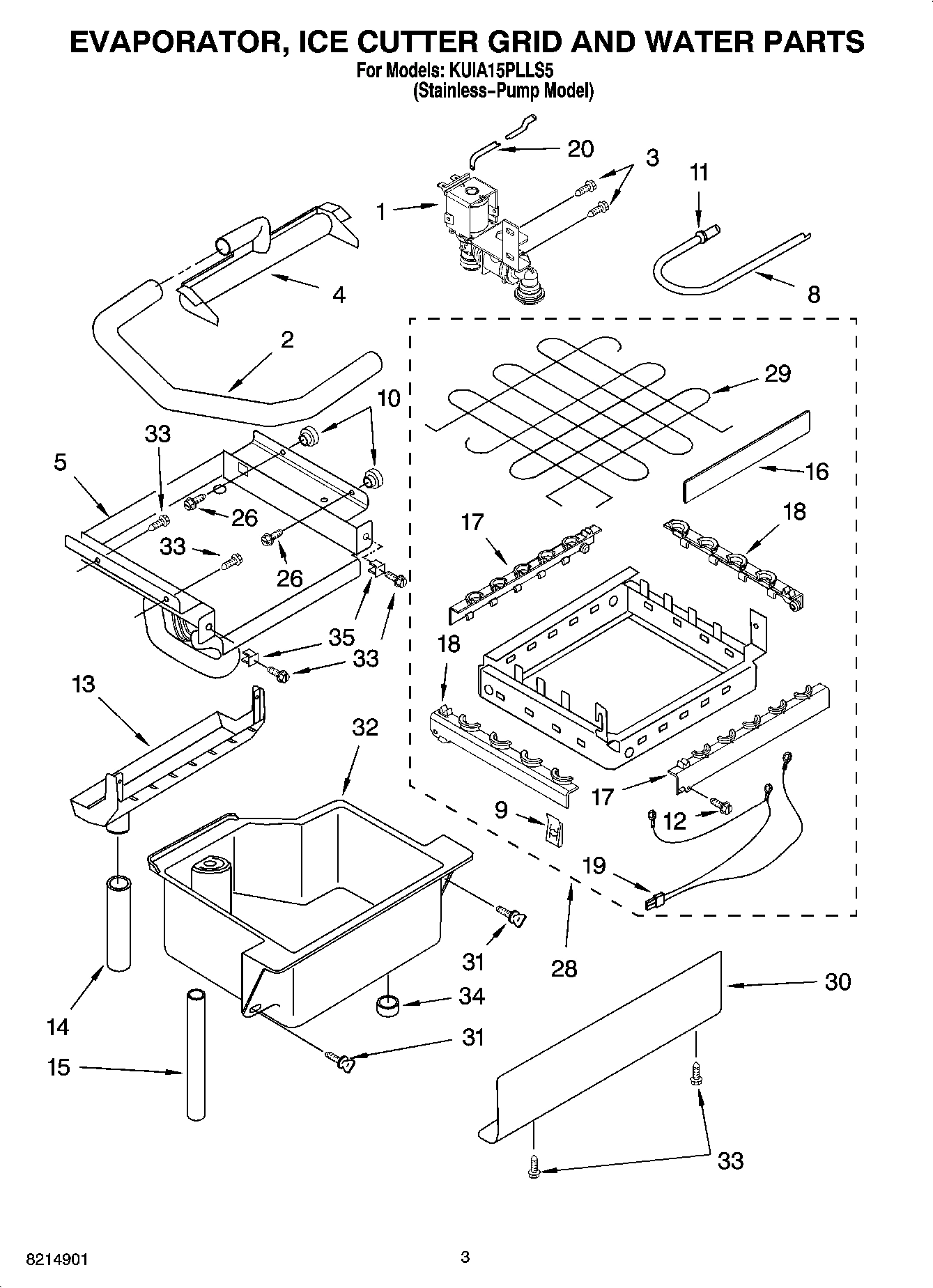 02 - EVAPORATOR, ICE CUTTER GRID AND WATER PARTS