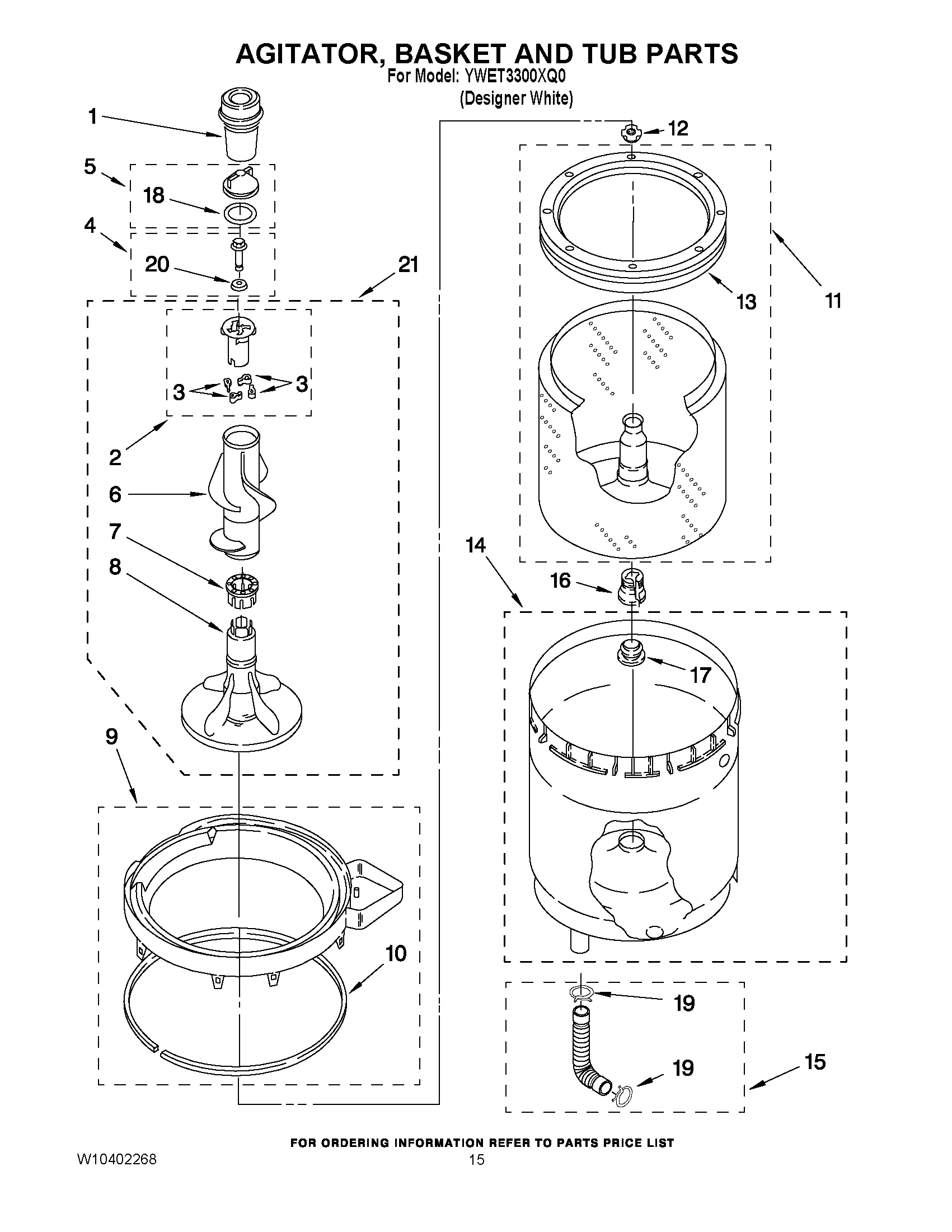 10 - AGITATOR, BASKET AND TUB PARTS