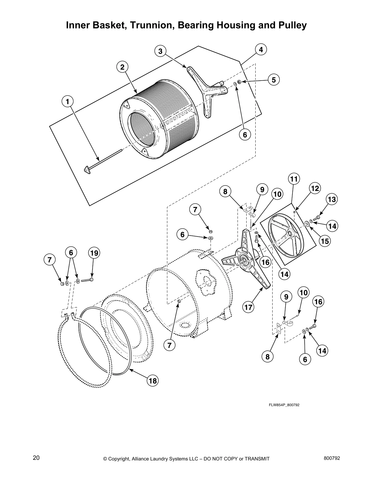Inner Basket, Trunnion, Bearing Housing and Pulley