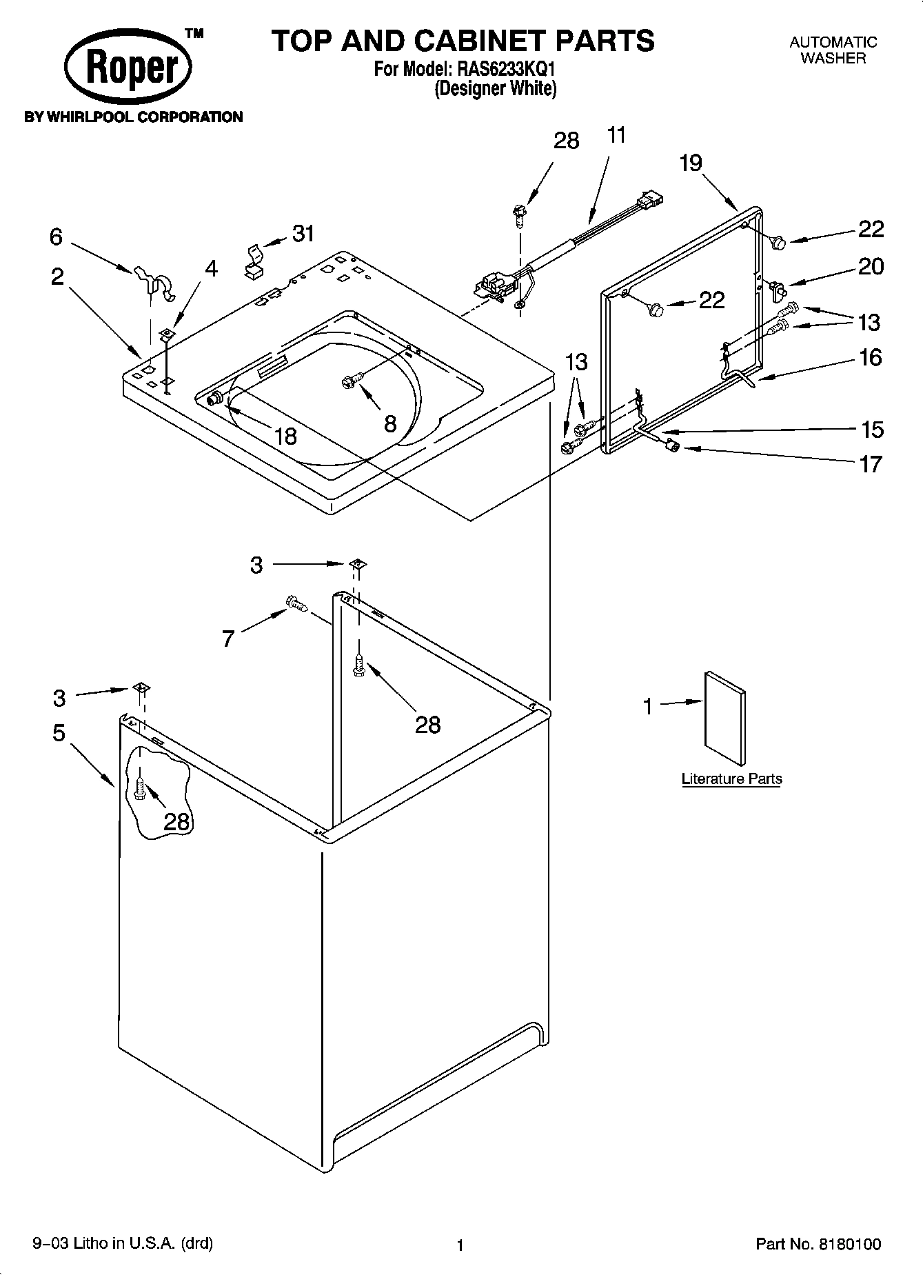 01 - TOP AND CABINET PARTS