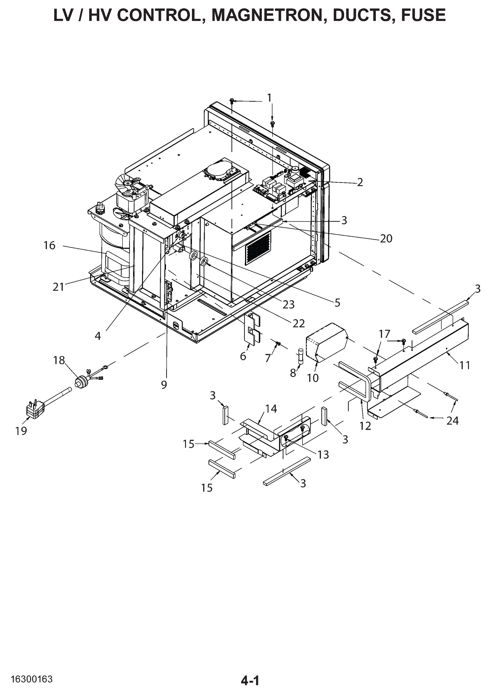 LV/HV CONTROL, MAGNETRONS, DUCTS, FUSE