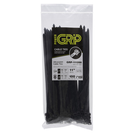 PowerGRP Cable Tie Black 11" 120lb (100PK)