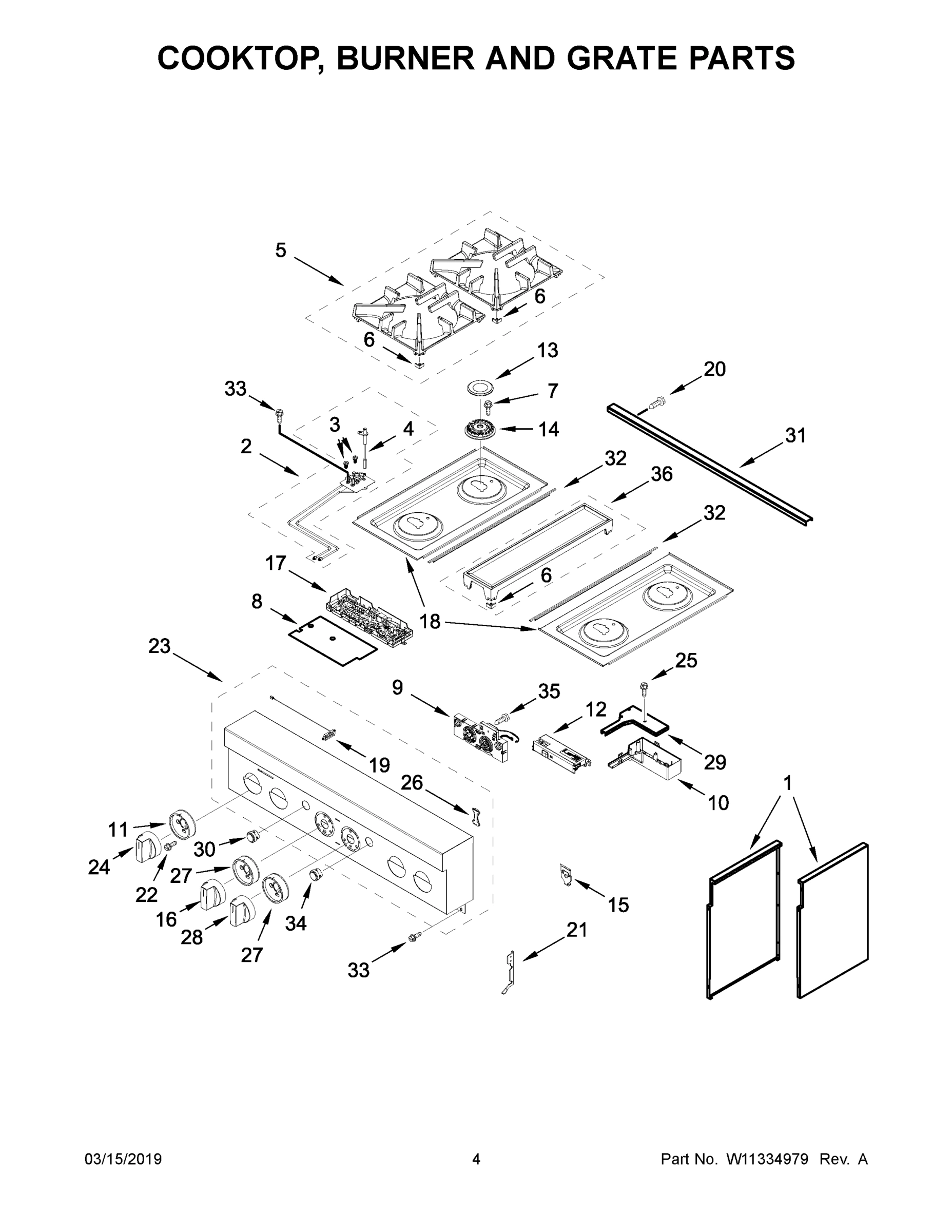 03 - COOKTOP, BURNER AND GRATE PARTS