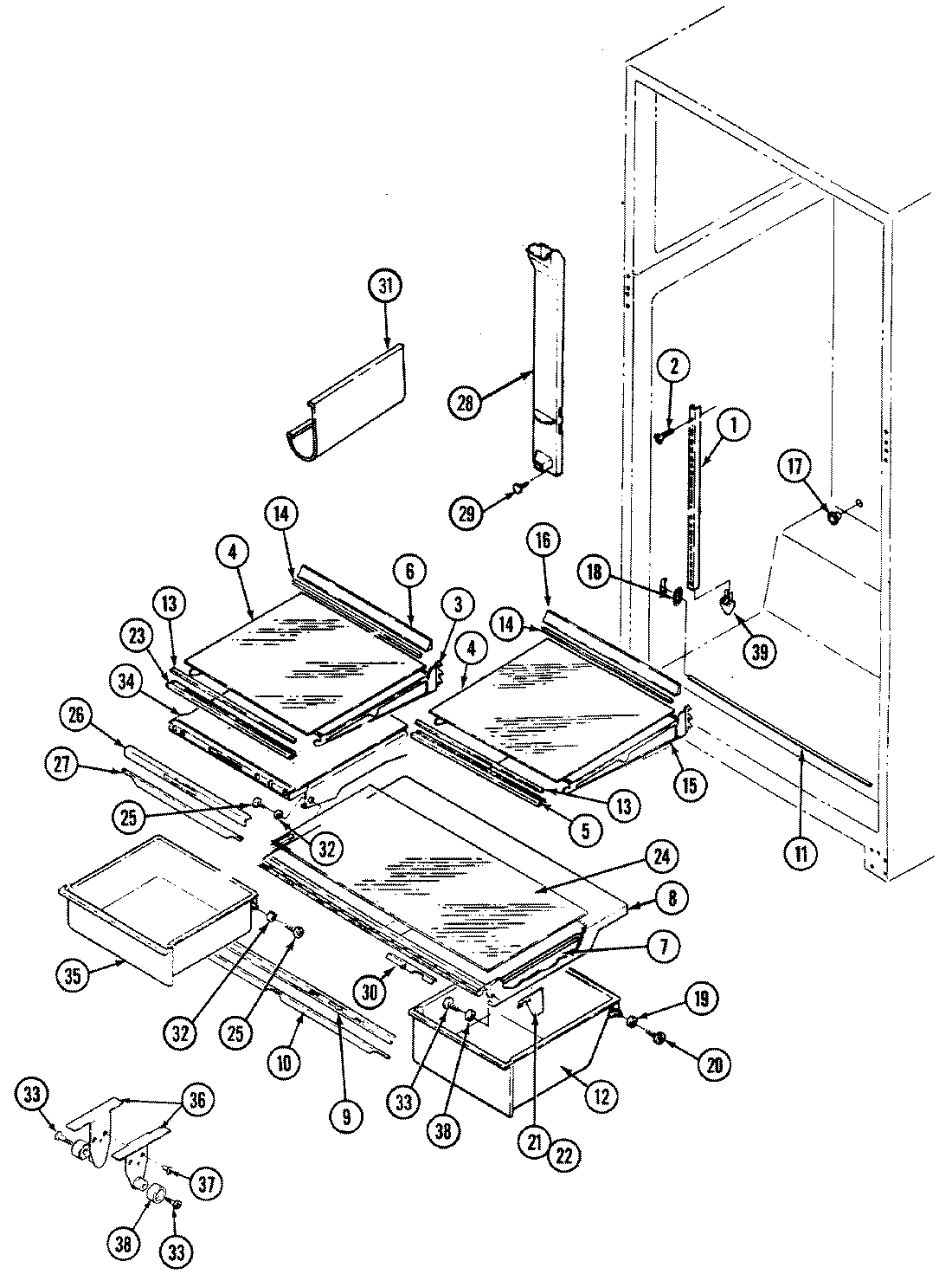 01 - SHELVES & ACCESSORIES (B/M DJ57A)