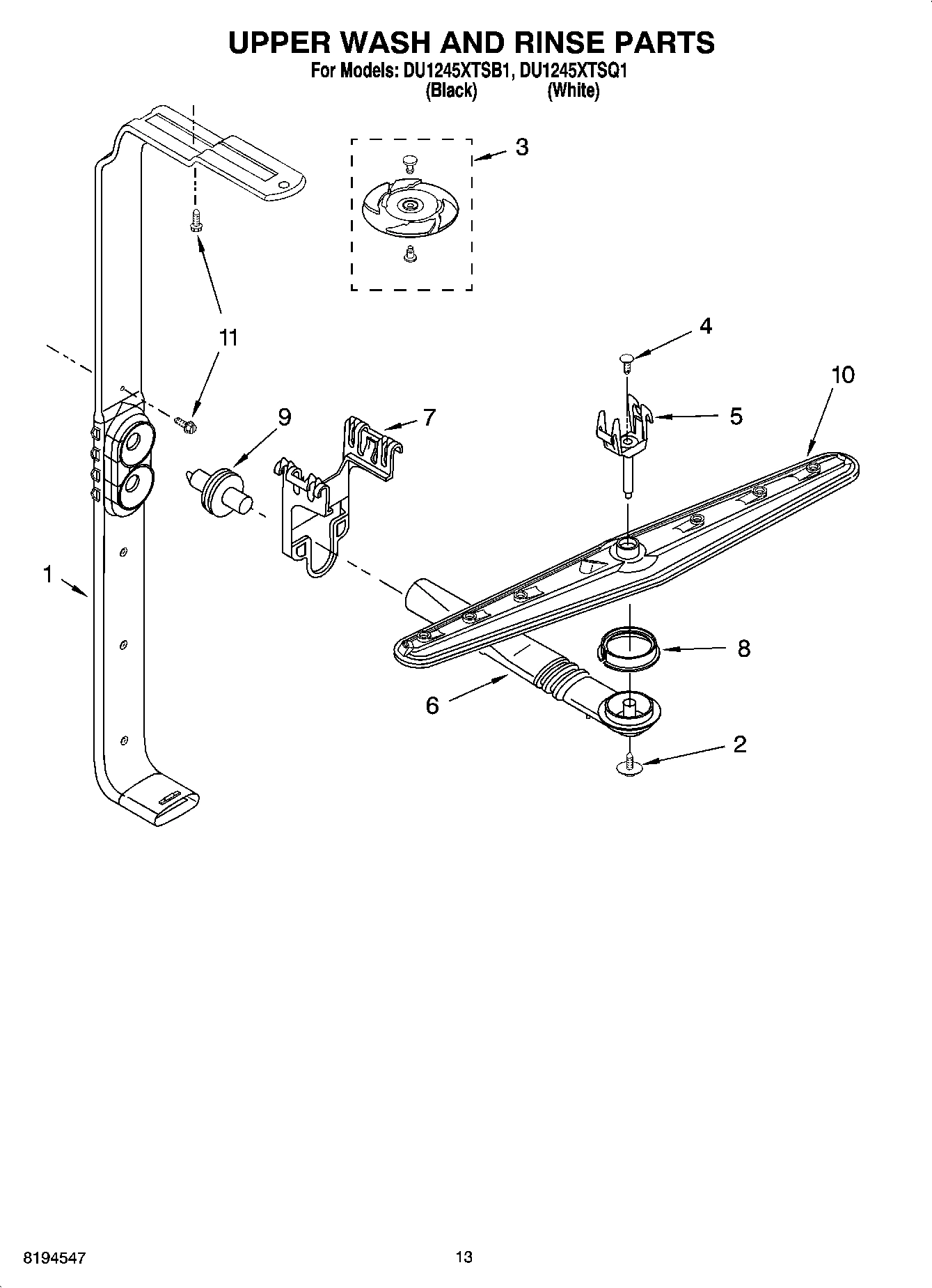 10 - UPPER WASH AND RINSE PARTS