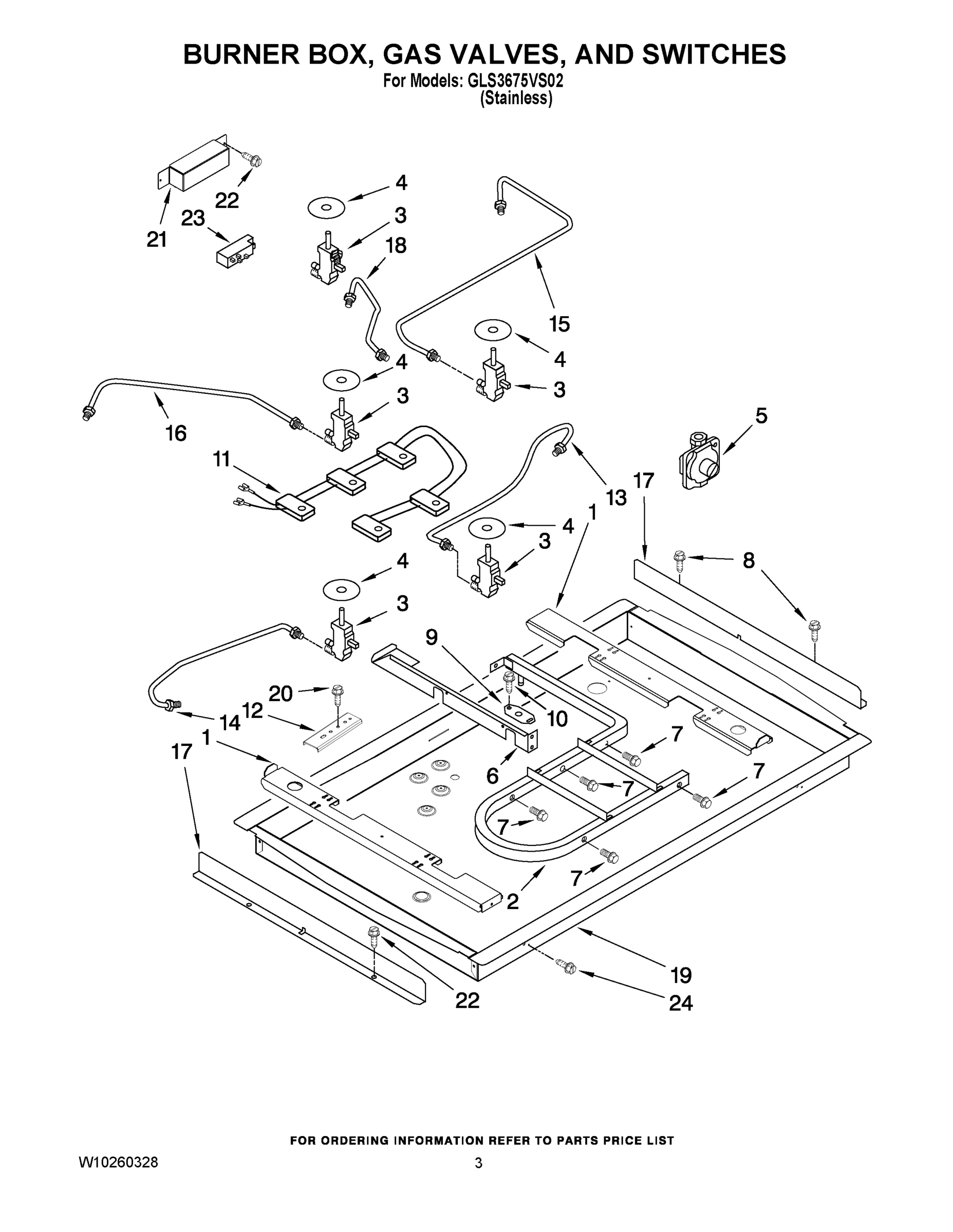 02 - BURNER BOX, GAS VALVES, AND SWITCHES