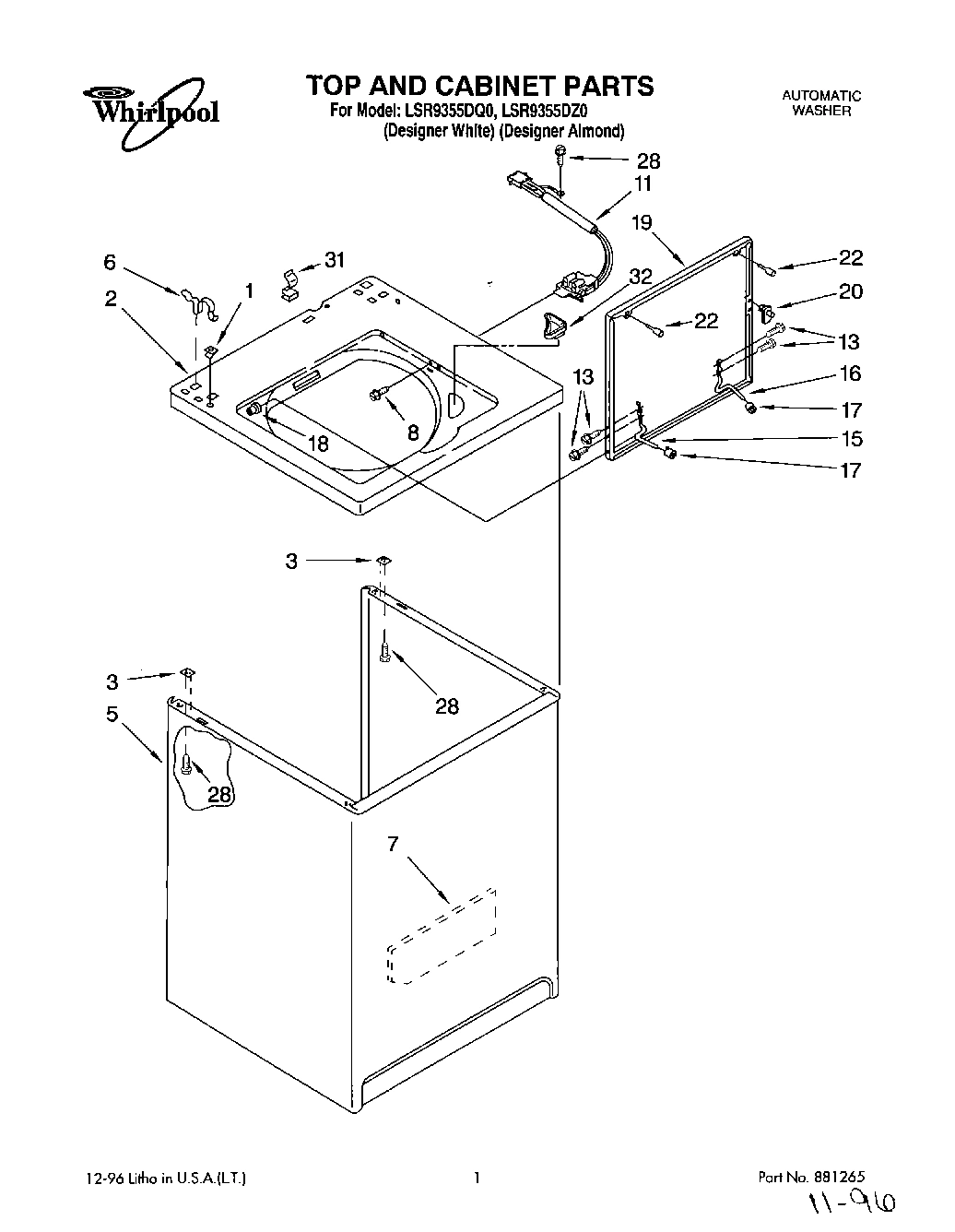 01 - TOP AND CABINET, LIT/OPTIONAL