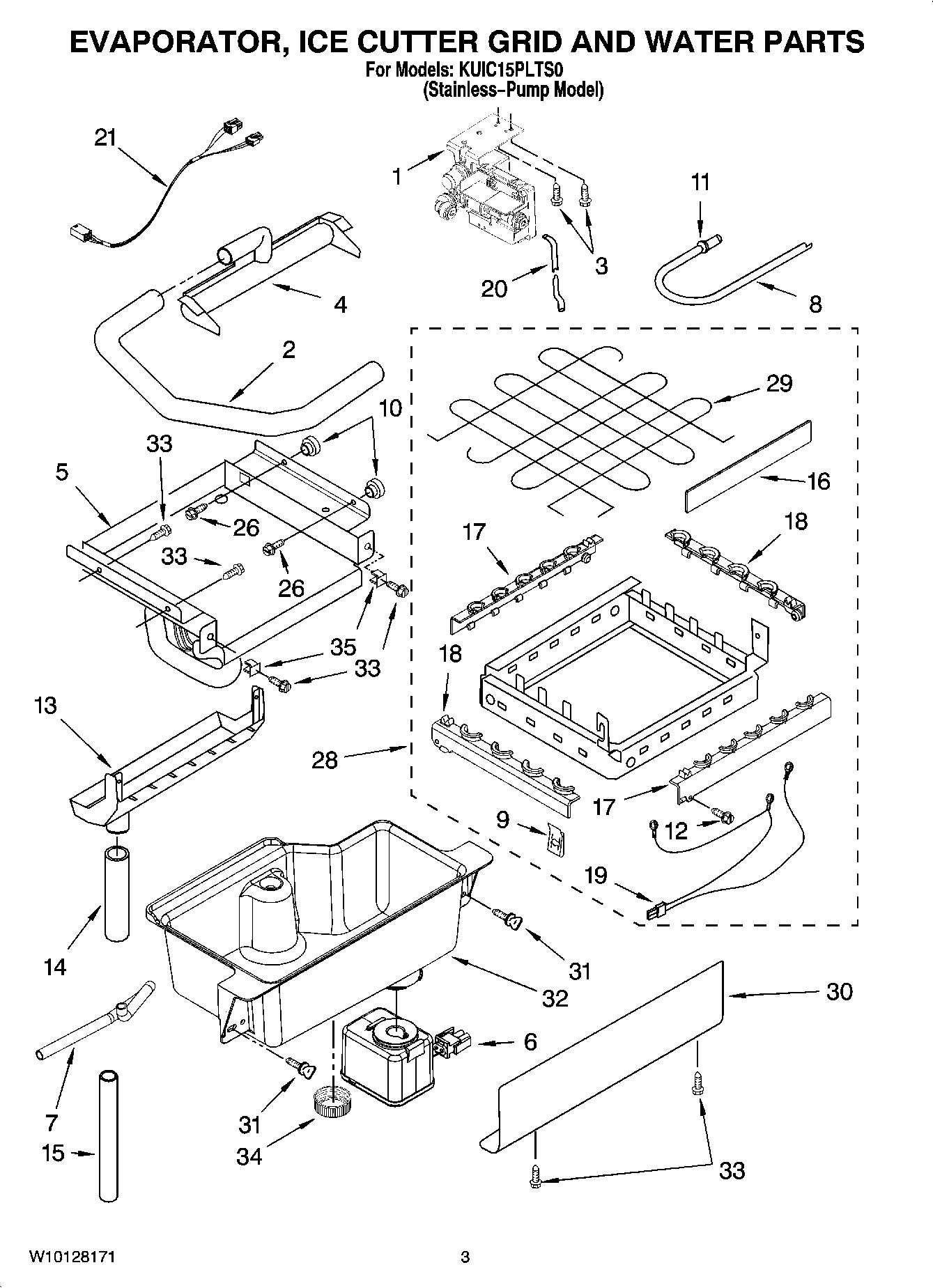 02 - EVAPORATOR, ICE CUTTER GRID AND WATER PARTS