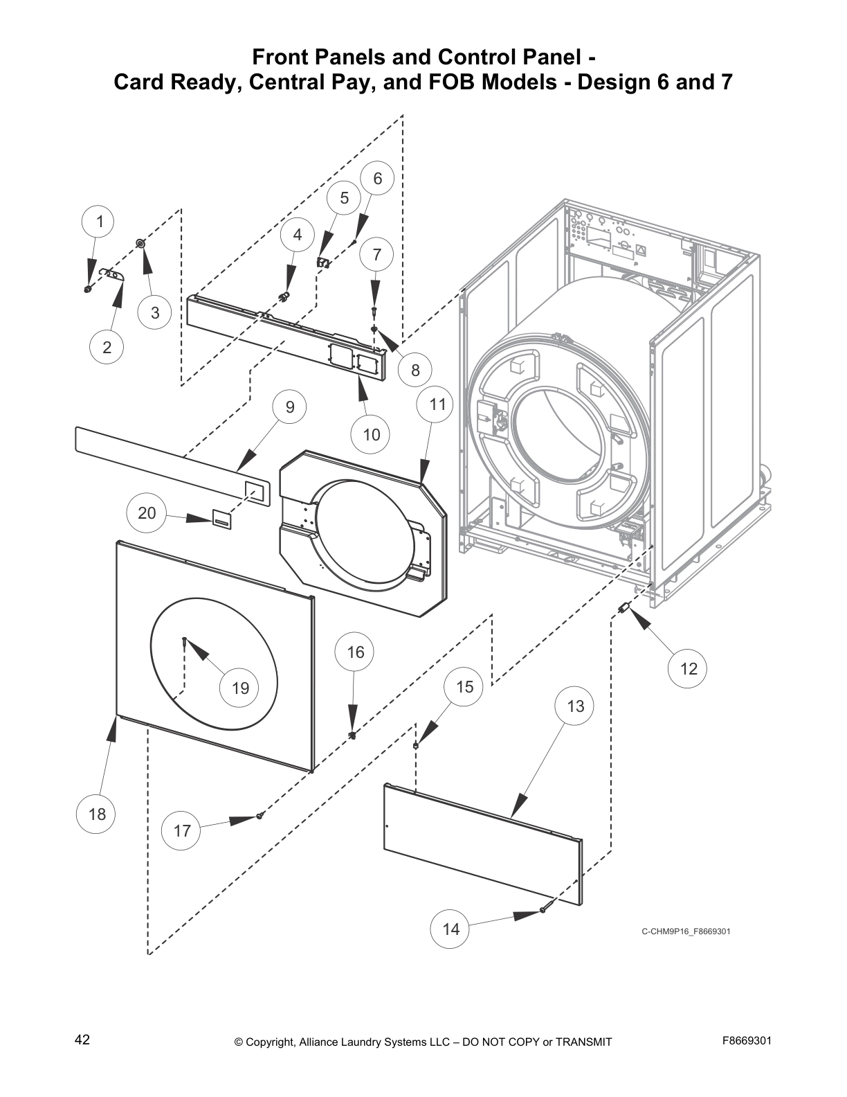 Front Panels and Control Panel - 
Card Ready, Central Pay, and FOB Models - Design 6 and 7