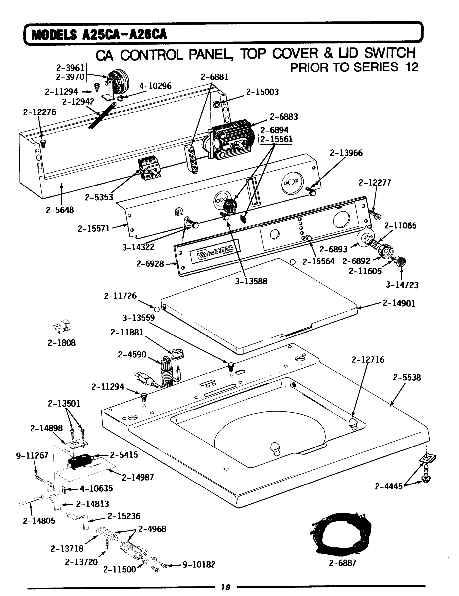 01 - CONTROL PANEL, TOP CVR & LID SWTCH (00)