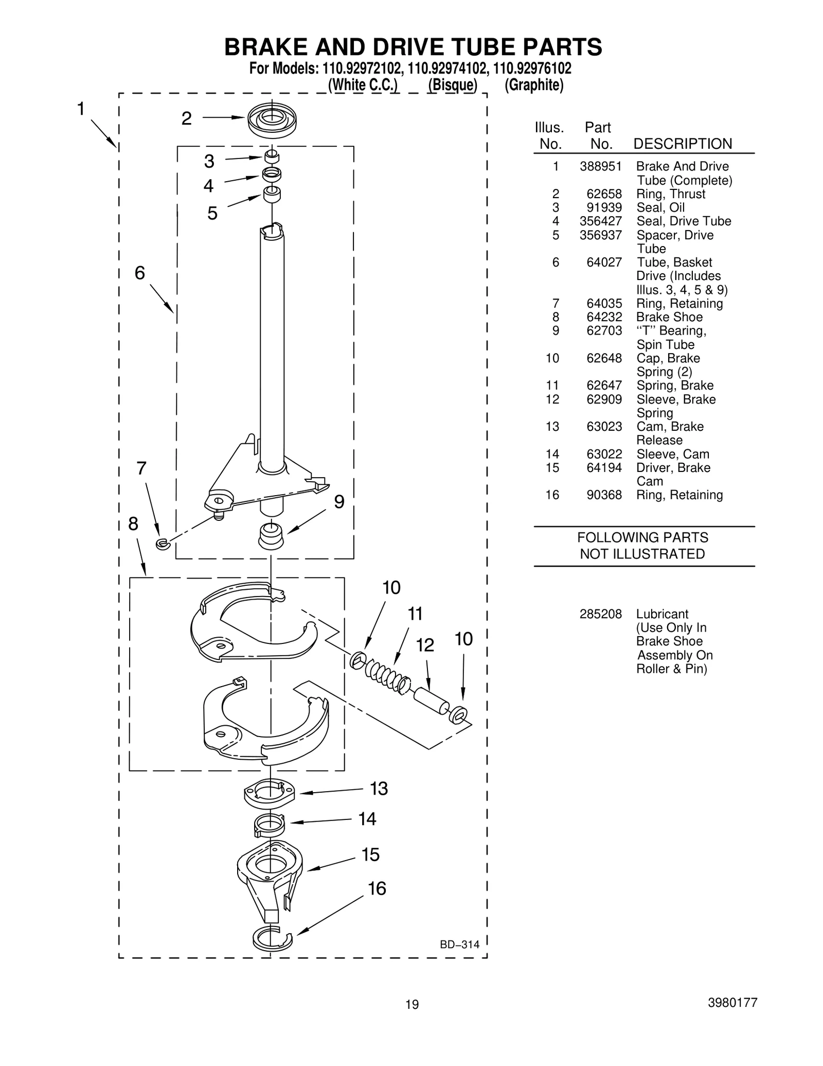 BRAKE AND DRIVE TUBE PARTS